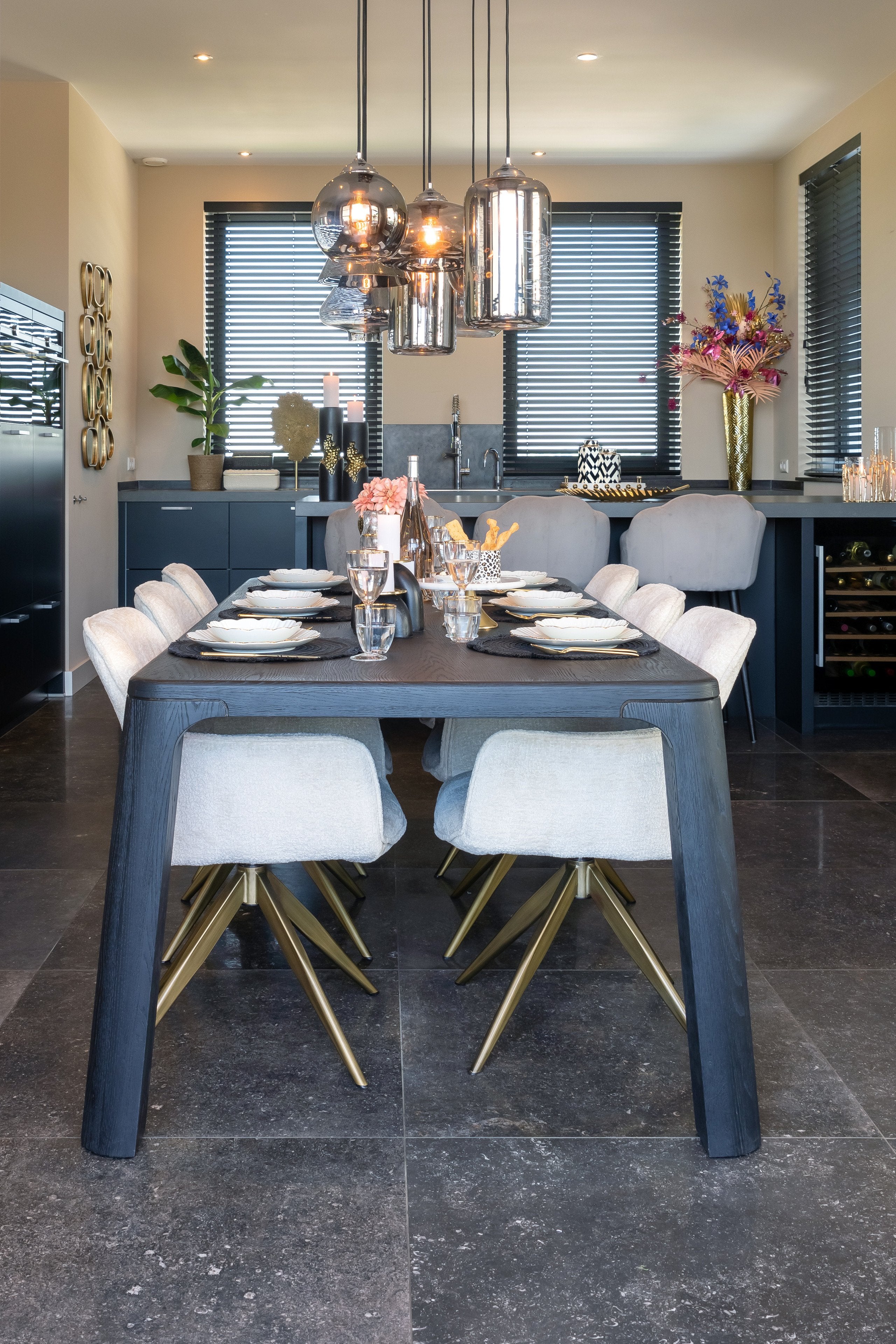 Dining chair Aline FR white chenille swivel fire retardant