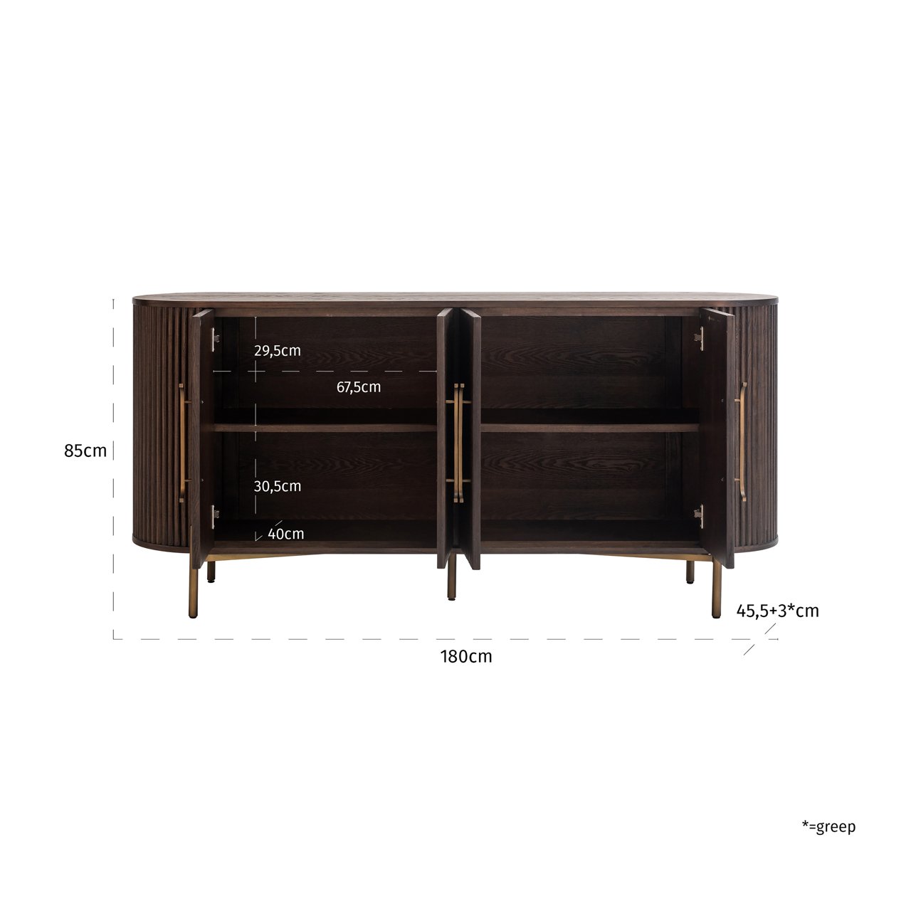 Sideboard Luxor 4-türig (Braun)