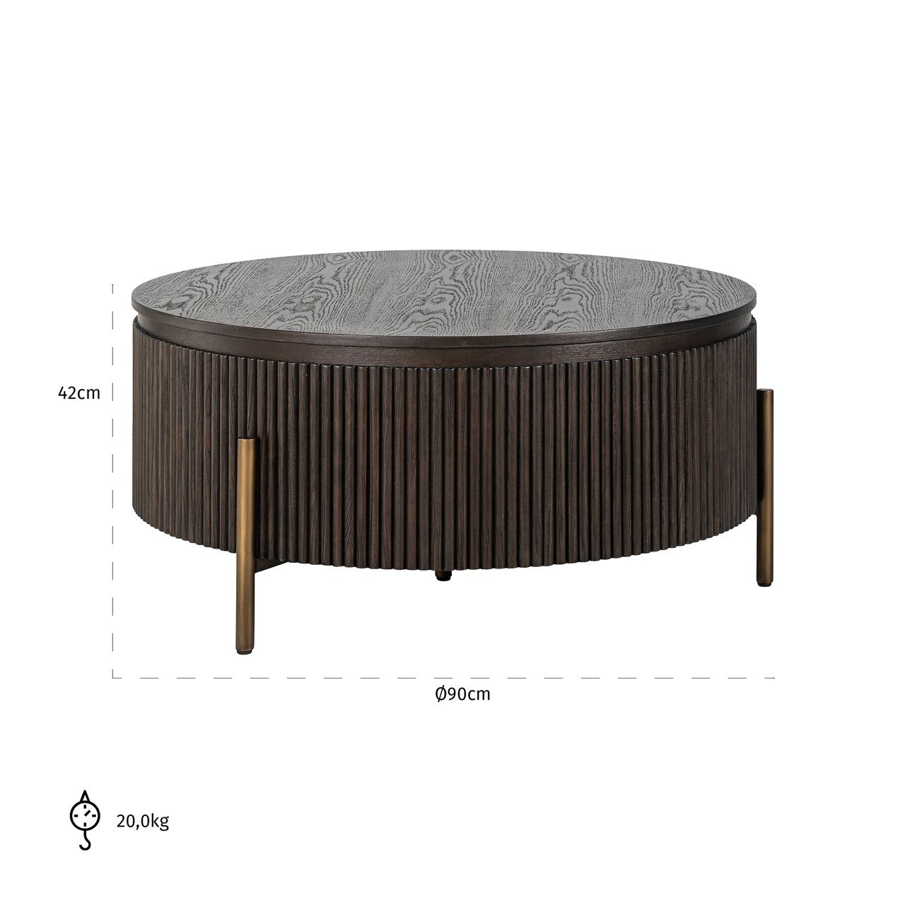 Coffee table Luxor brown 95Ø