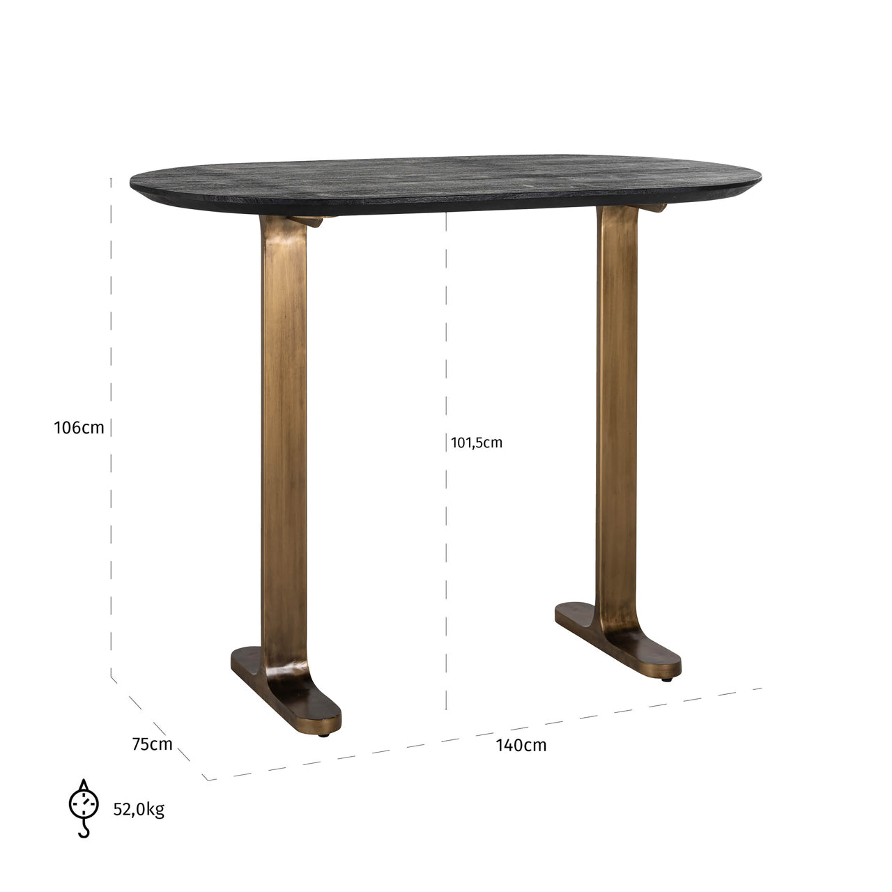 Bar table Revelin black/gold 140