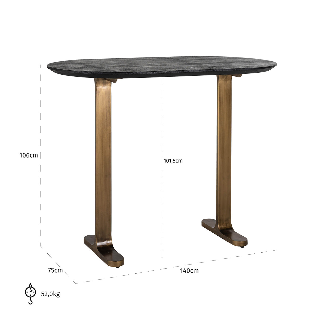 Bar table Revelin 140 (Black/gold)