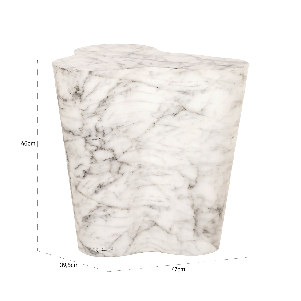 Outdoor end table Rockyard white marble look
