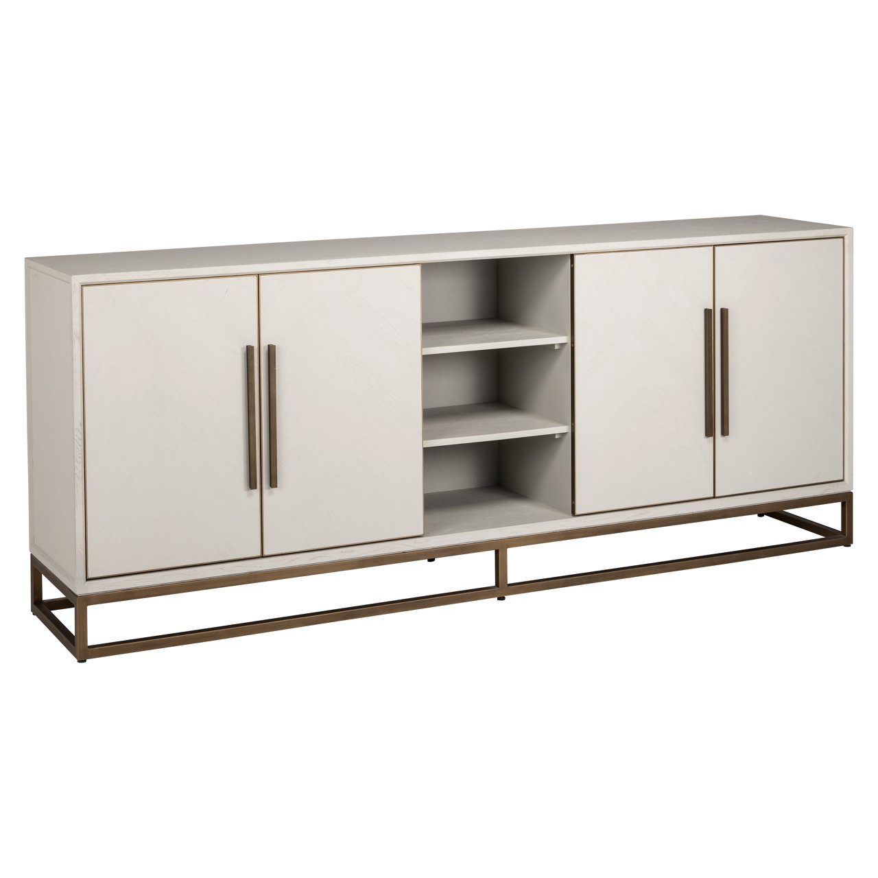 Sideboard Whitebone Messing 4-türig (Verona Grey)
