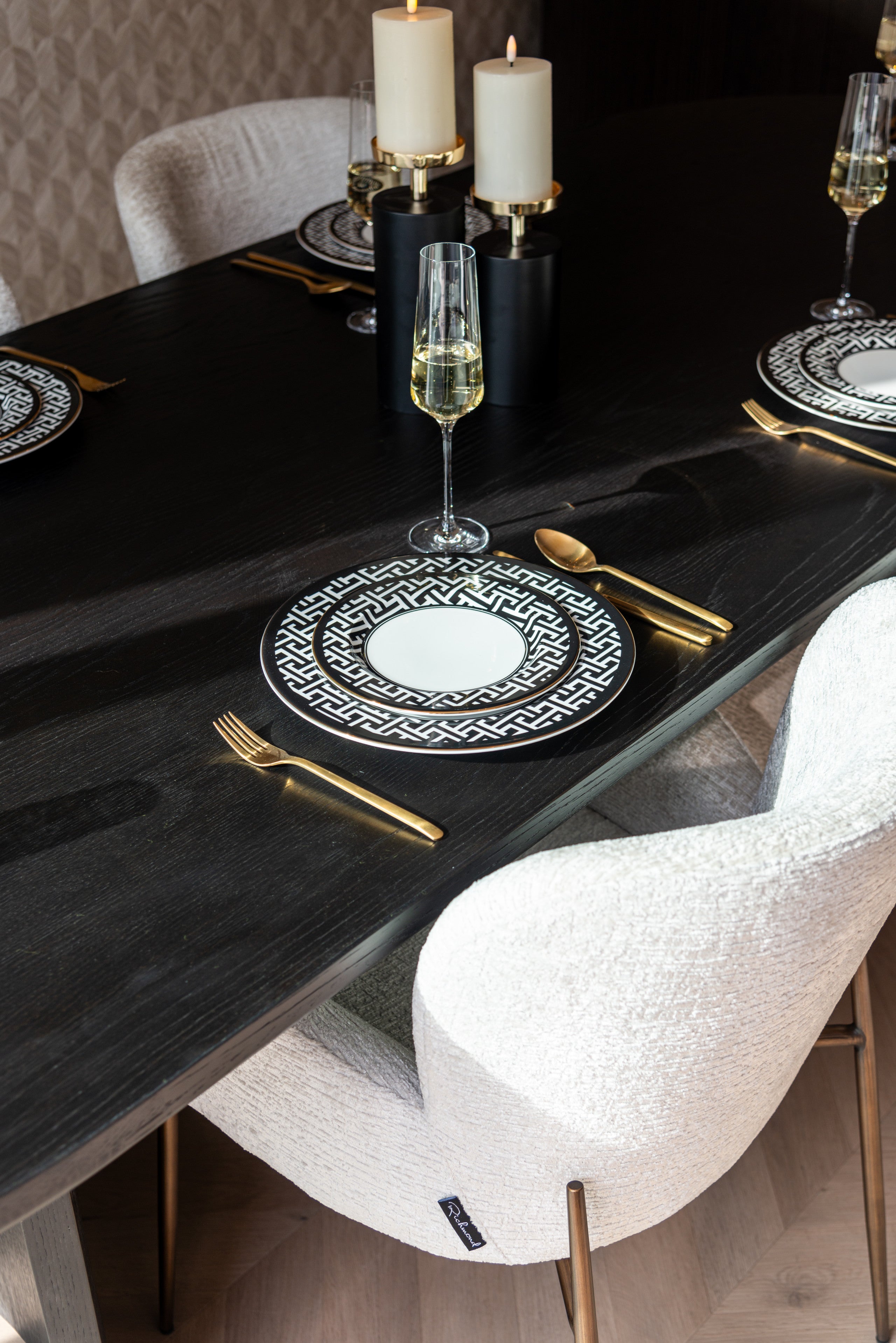 Candle holder Caya black/gold small