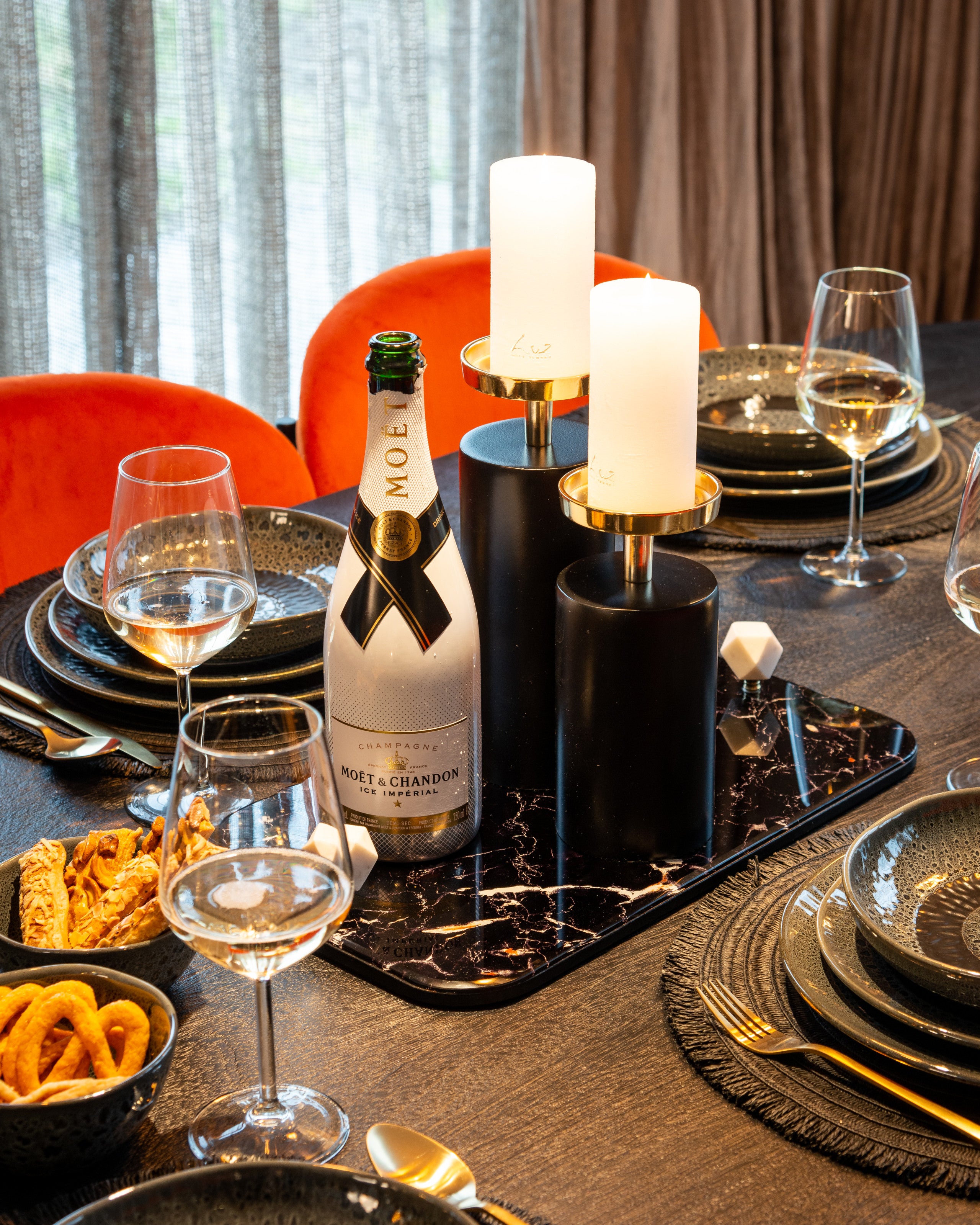 Candle holder Caya black/gold small