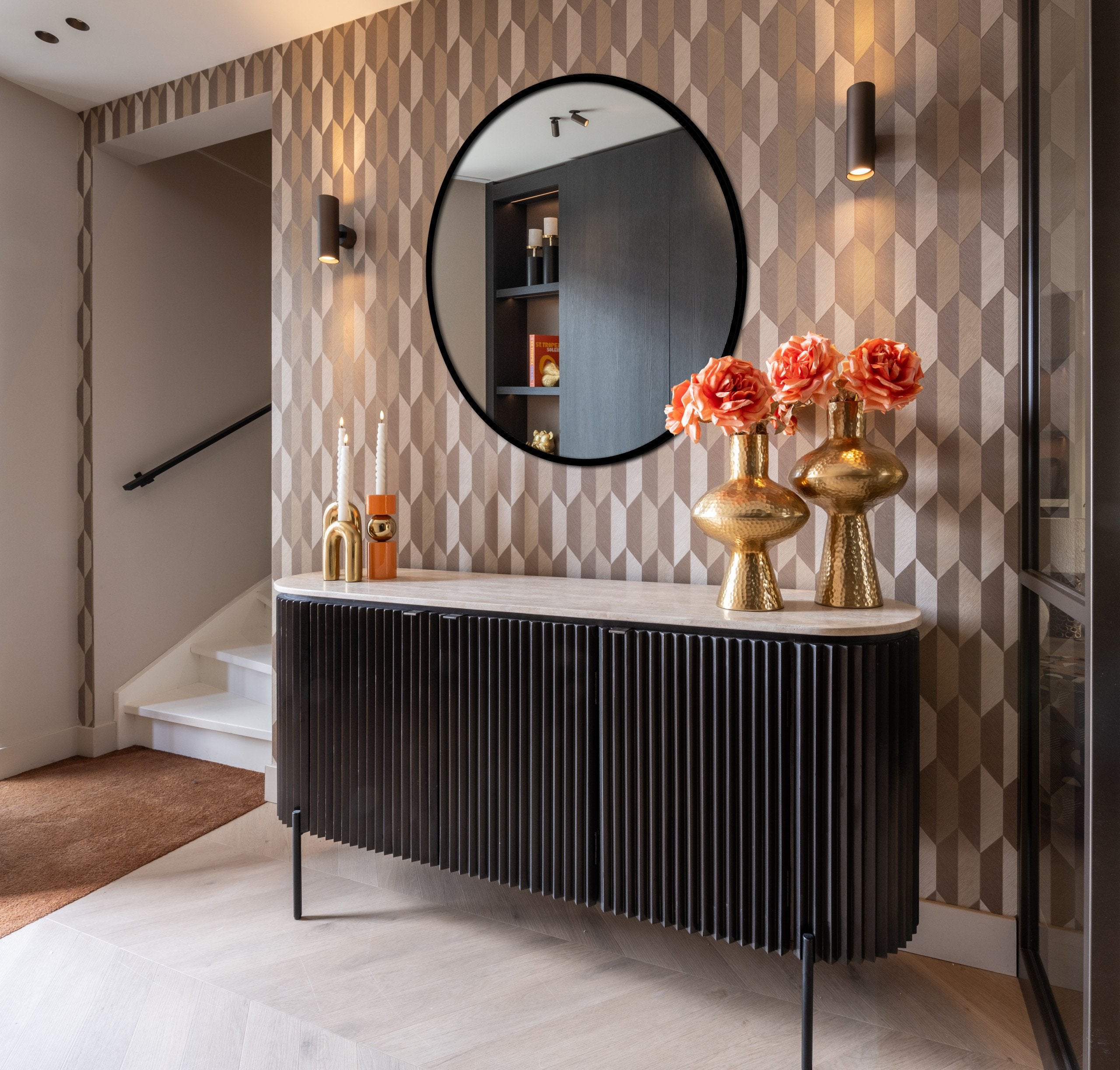 Candle holder Caya black/gold small