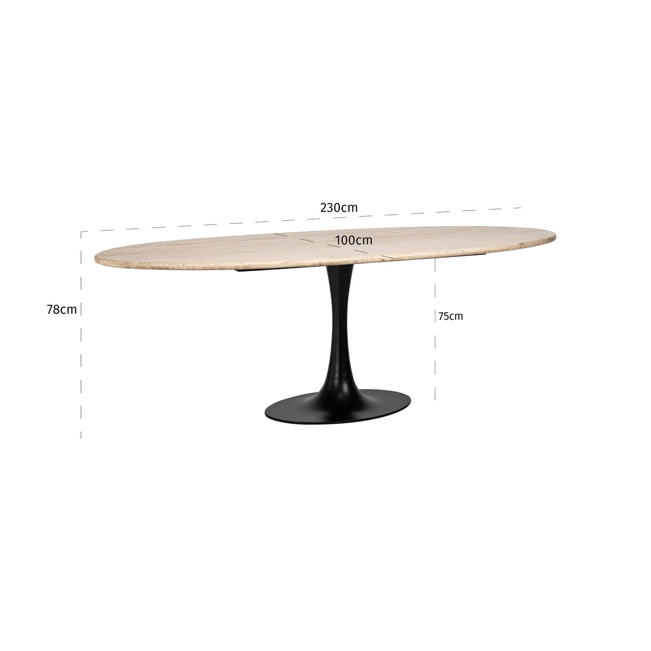 Dining table Hampton black oval 230