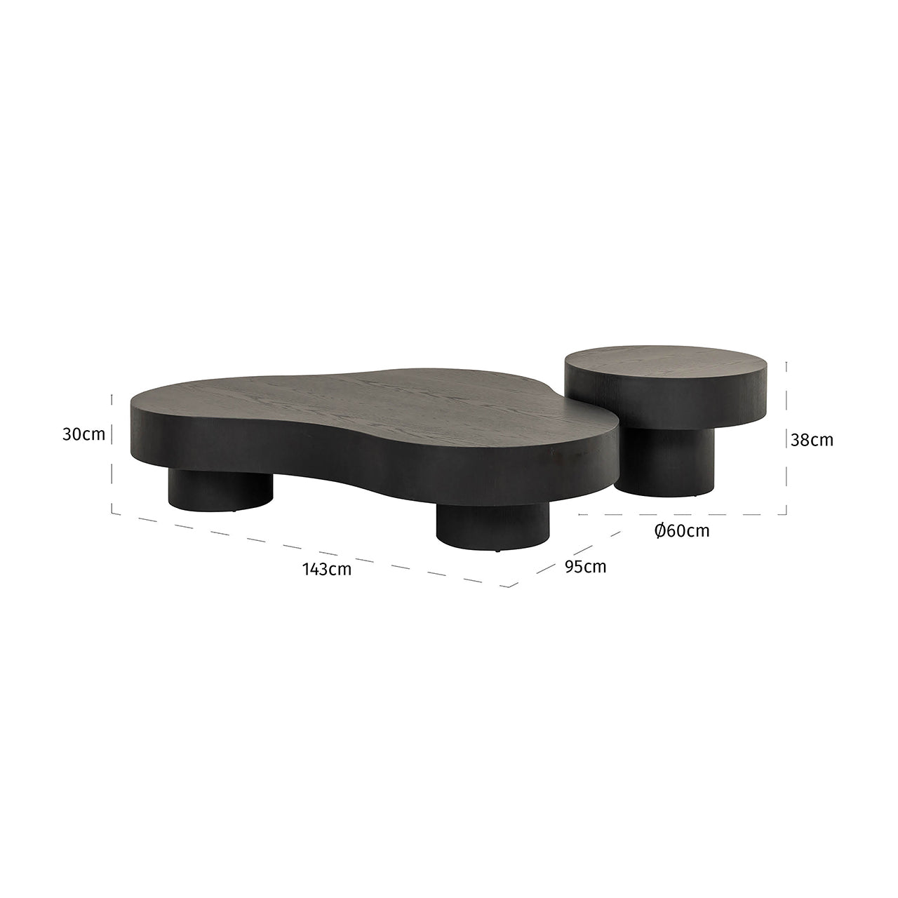 Coffee table Bogor set of 2 dark coffee (Dark coffee)