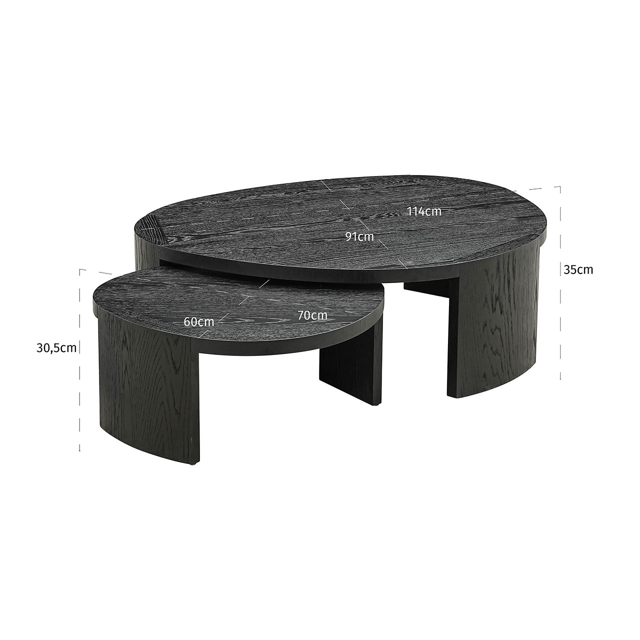 Coffee table Navarino set of 2 (Dark coffee)