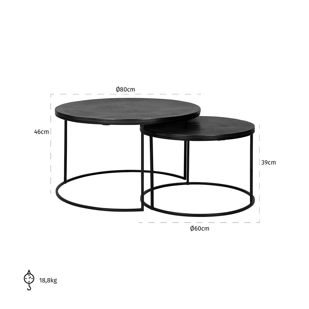 Coffee table Bolder black (Set of 2)