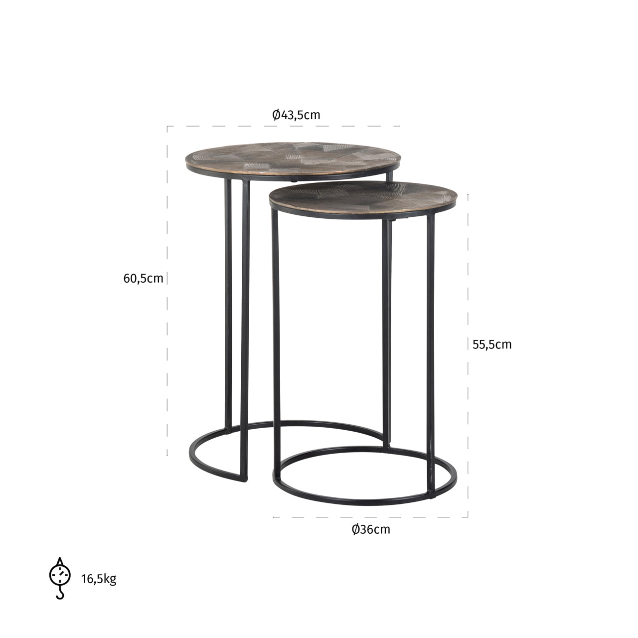 End table Tulum brushed gold (Set of 2)