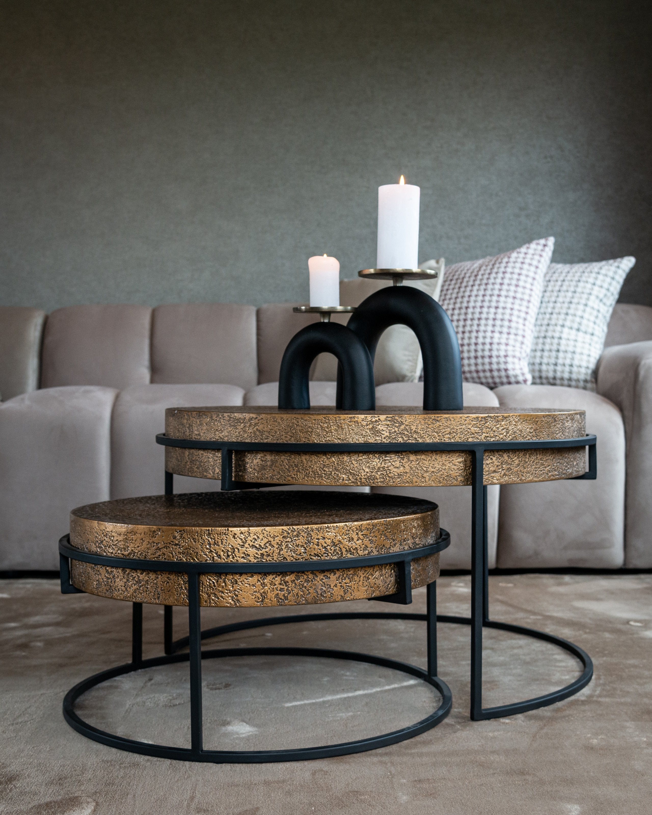 Candle holder Livi black/gold large