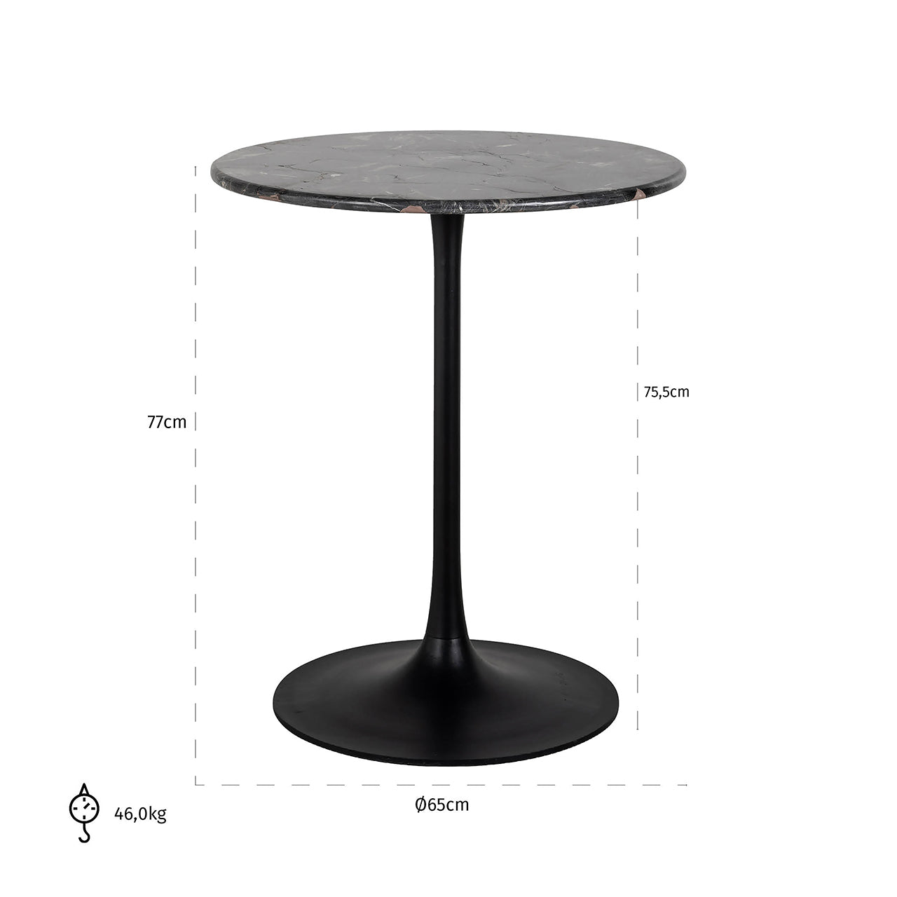 Bistro table Carlten 65Ø (Black)