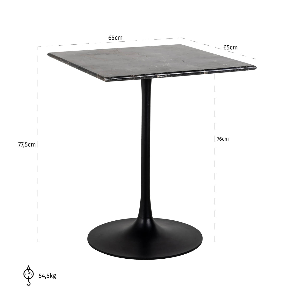 Bistro table Carlten brown 65x65