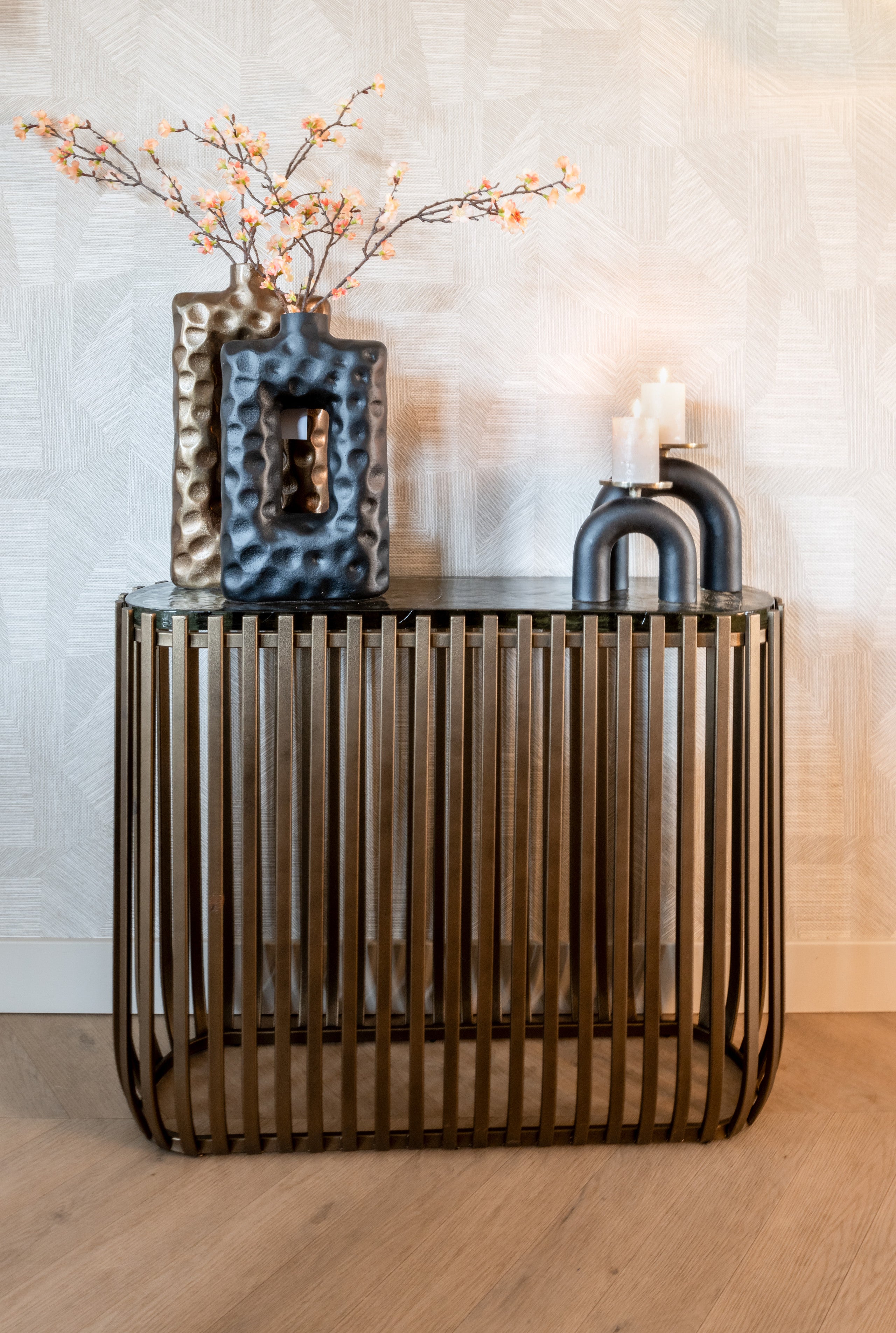Candle holder Livi black/gold small