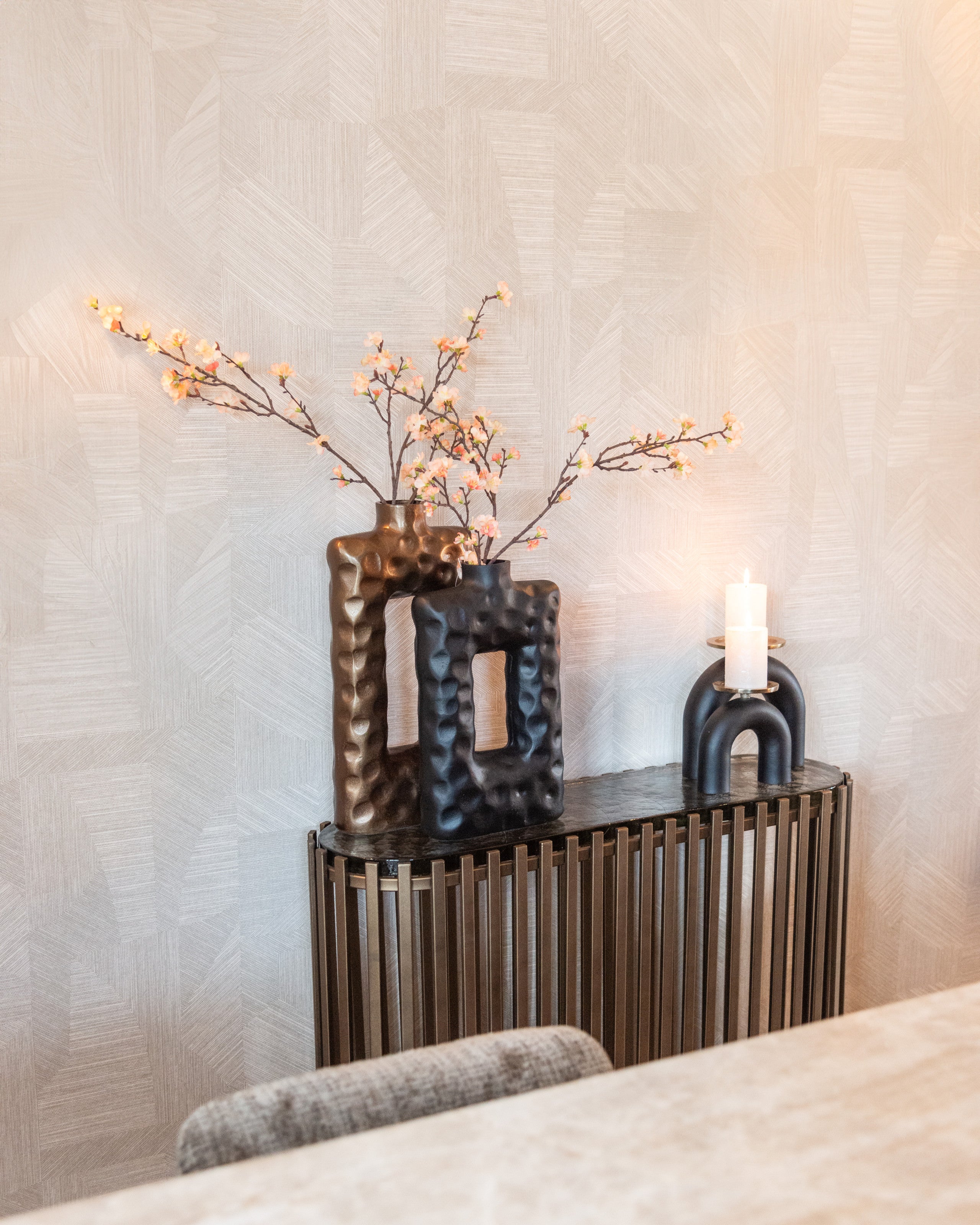 Candle holder Livi black/gold small