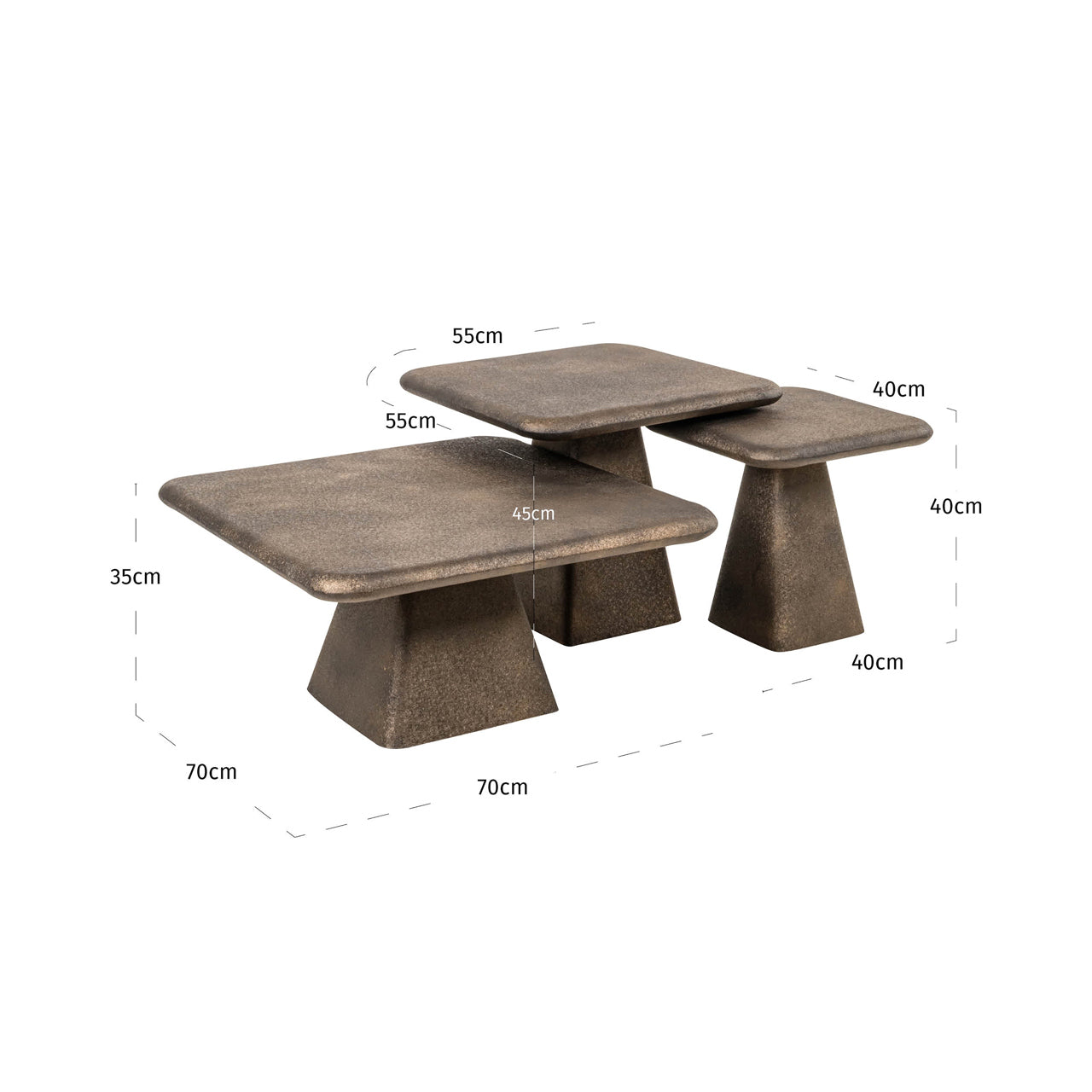 Coffee table Marlie gold (Set of 3)