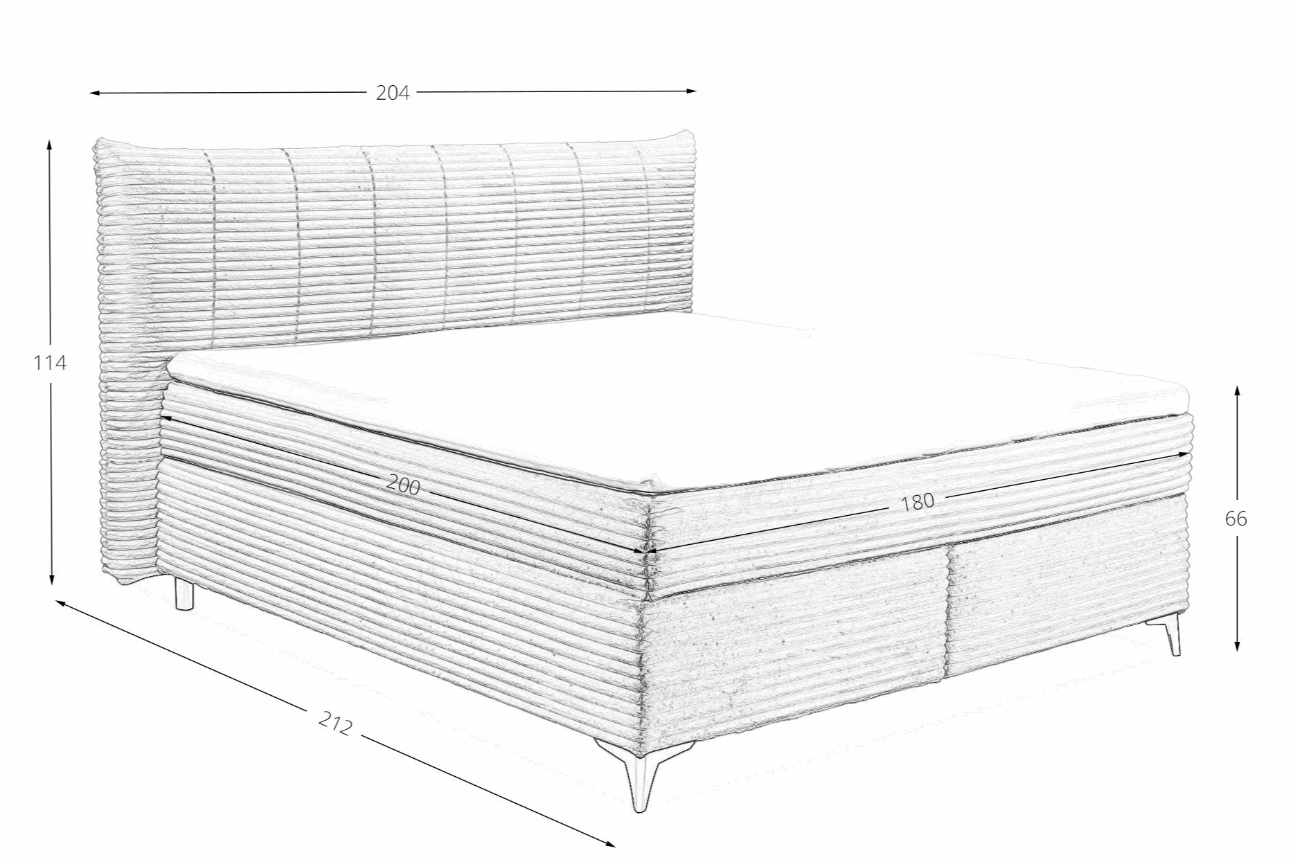 Boxspring Pasena - Gray | Includes Base and Topper