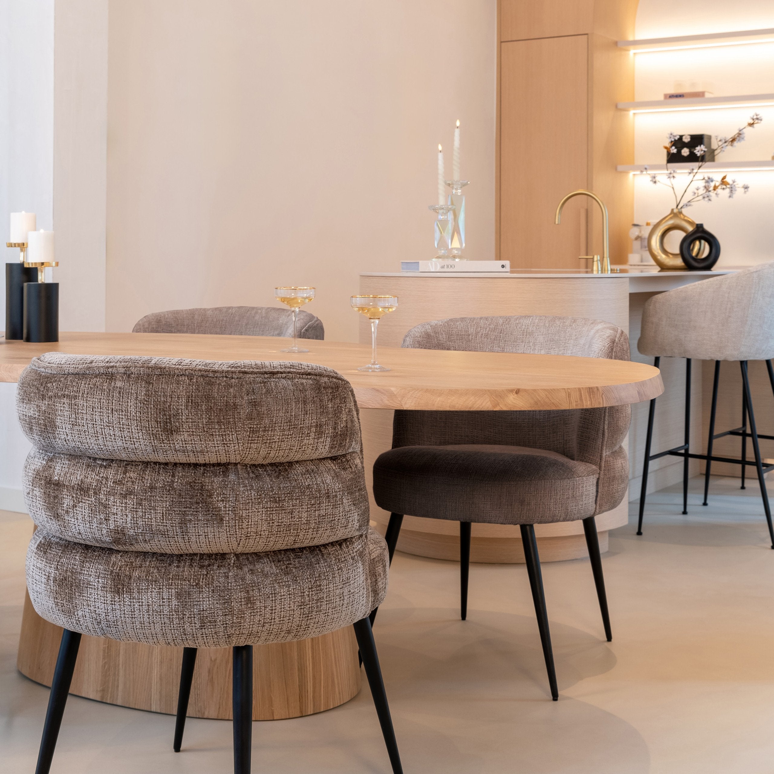 Candle holder Caya black/gold small