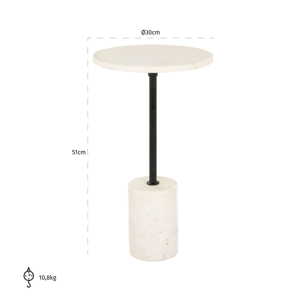 End table Misty black/white 30Ø