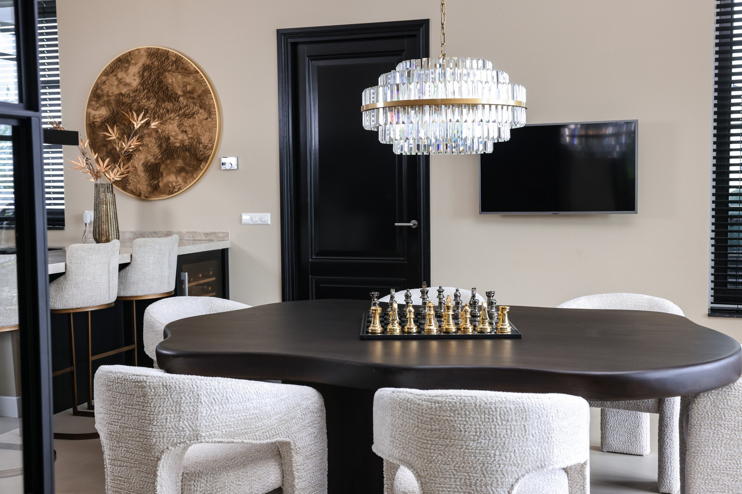 Decorative game Saray black/gold chessboard