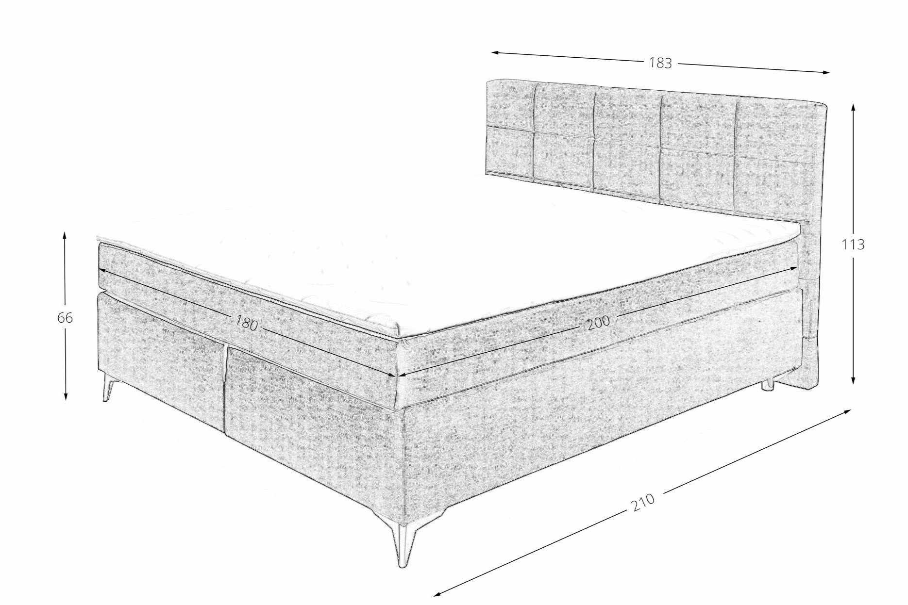 Boxspring Naravo - Black | Includes Base and Topper