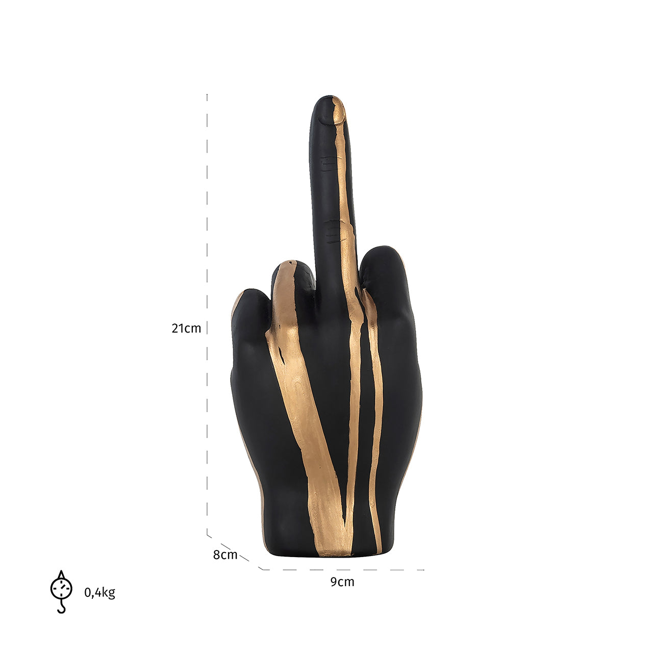 Decorative object hand digitus (Black/gold)