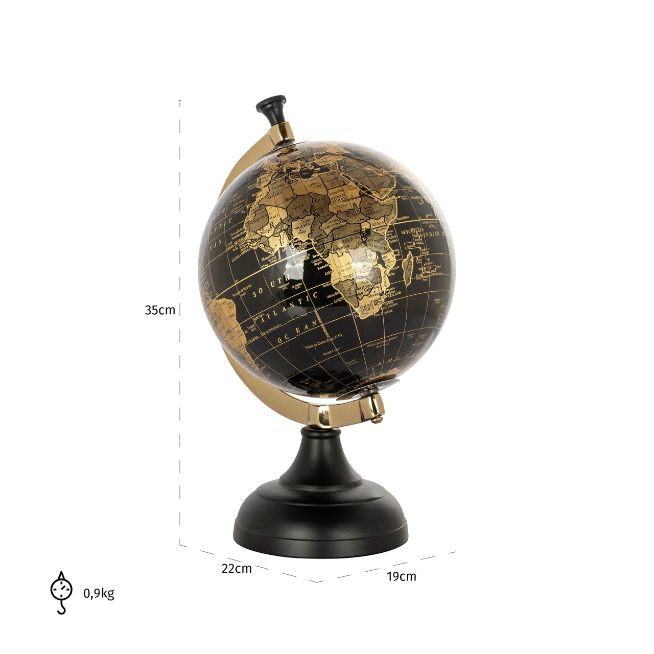Decorative object Jilly black/gold