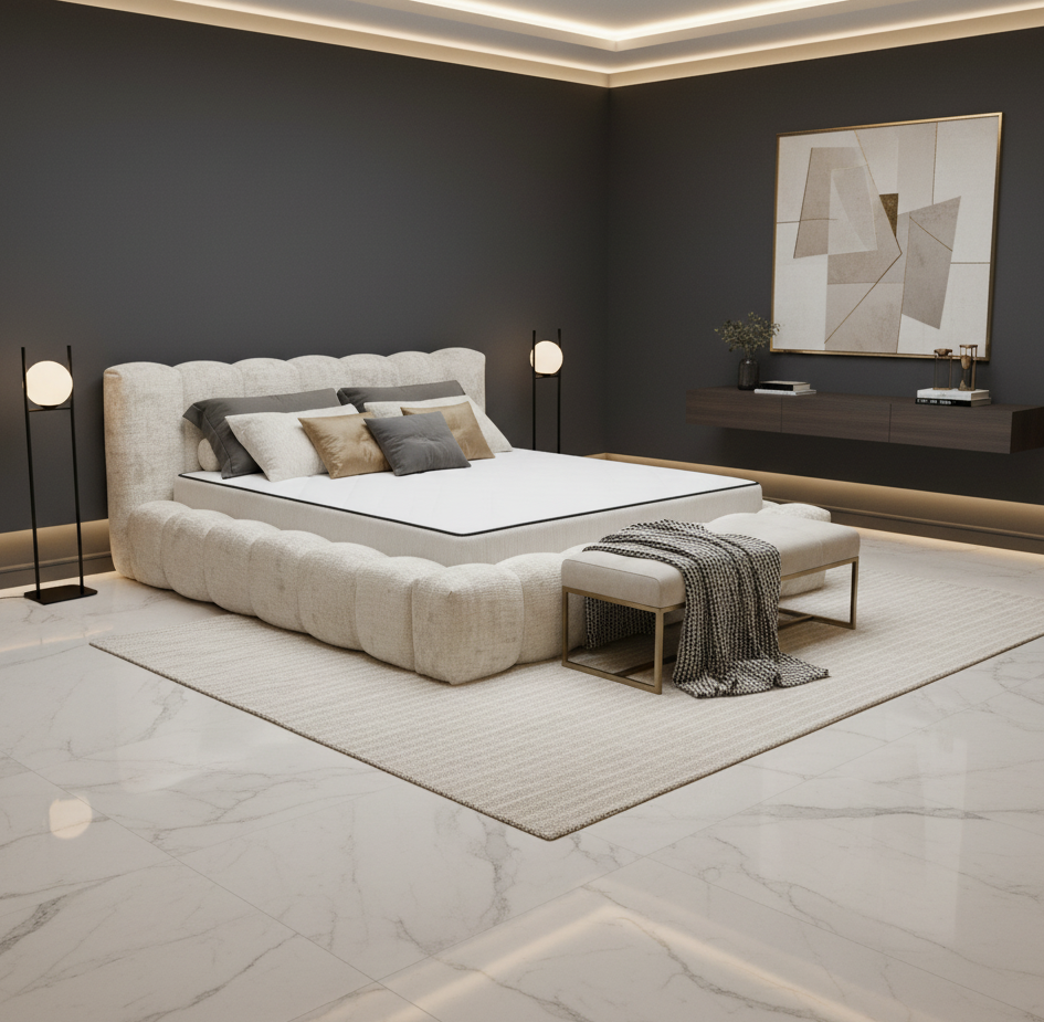 Bedframe Bexter - Beige | Includes Slatted Base & Matress