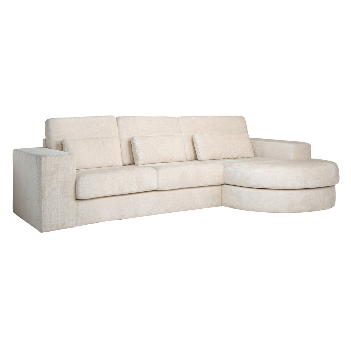 Sofa Felix white chenille 2,5-seater + lounge round right