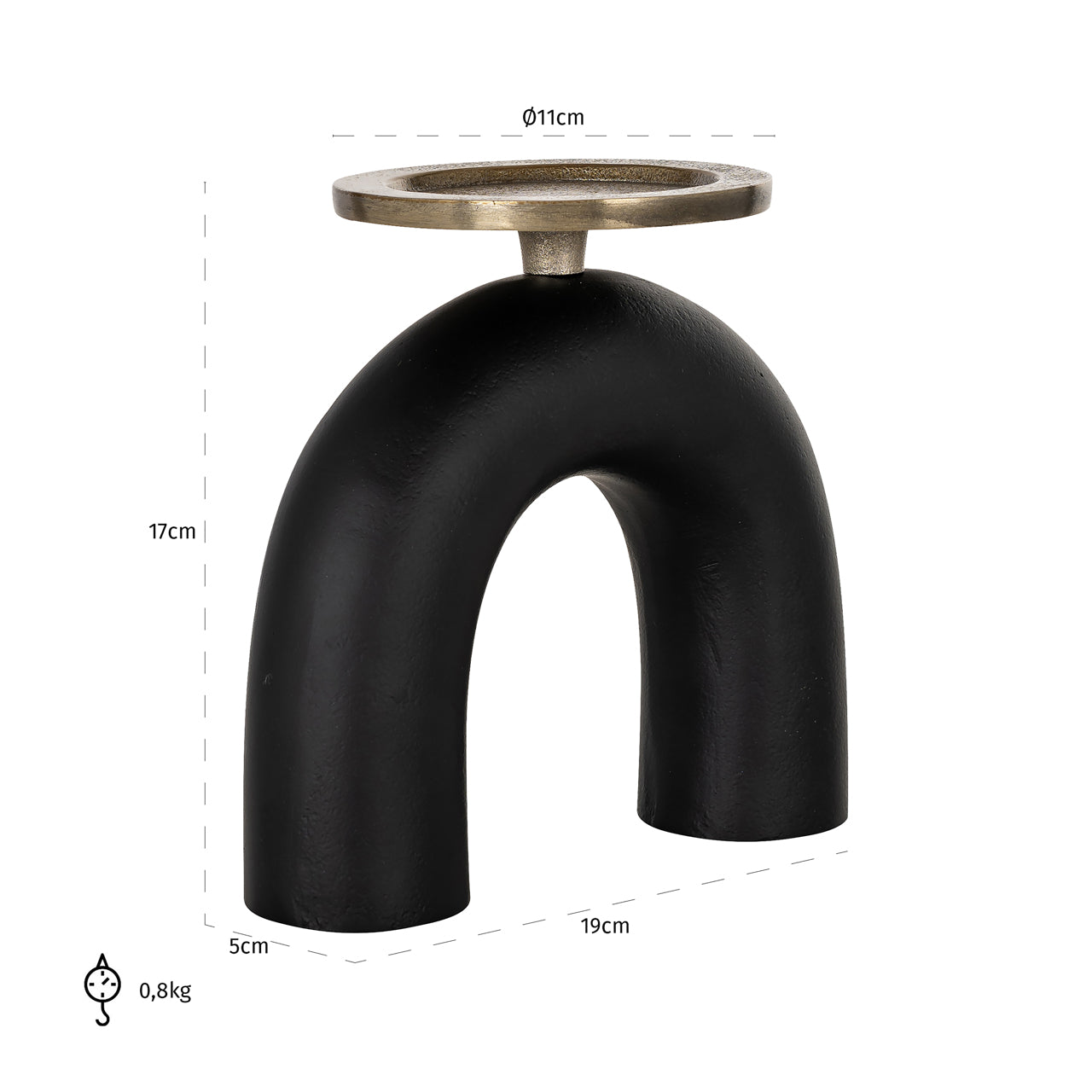 Candle holder Livi black/gold small