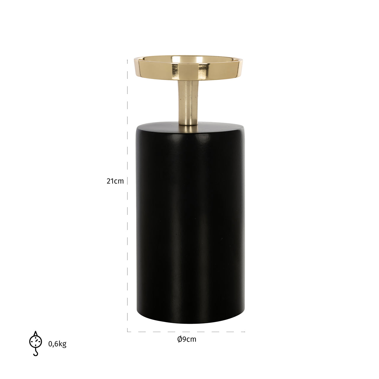 Candle holder Caya black/gold small