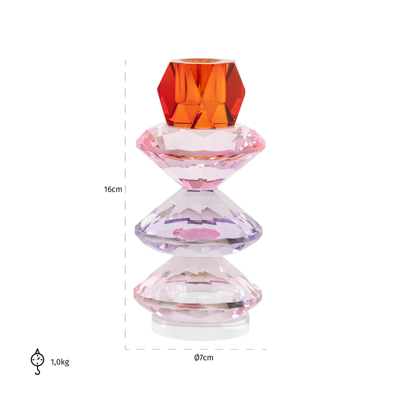 Candle holder Yalena pink large