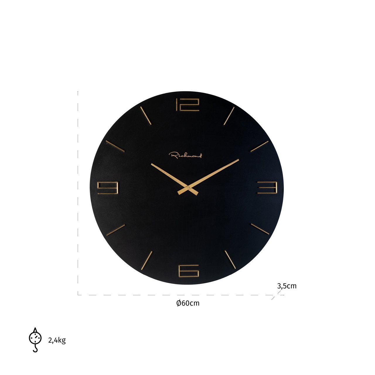 Clock Byram black/gold