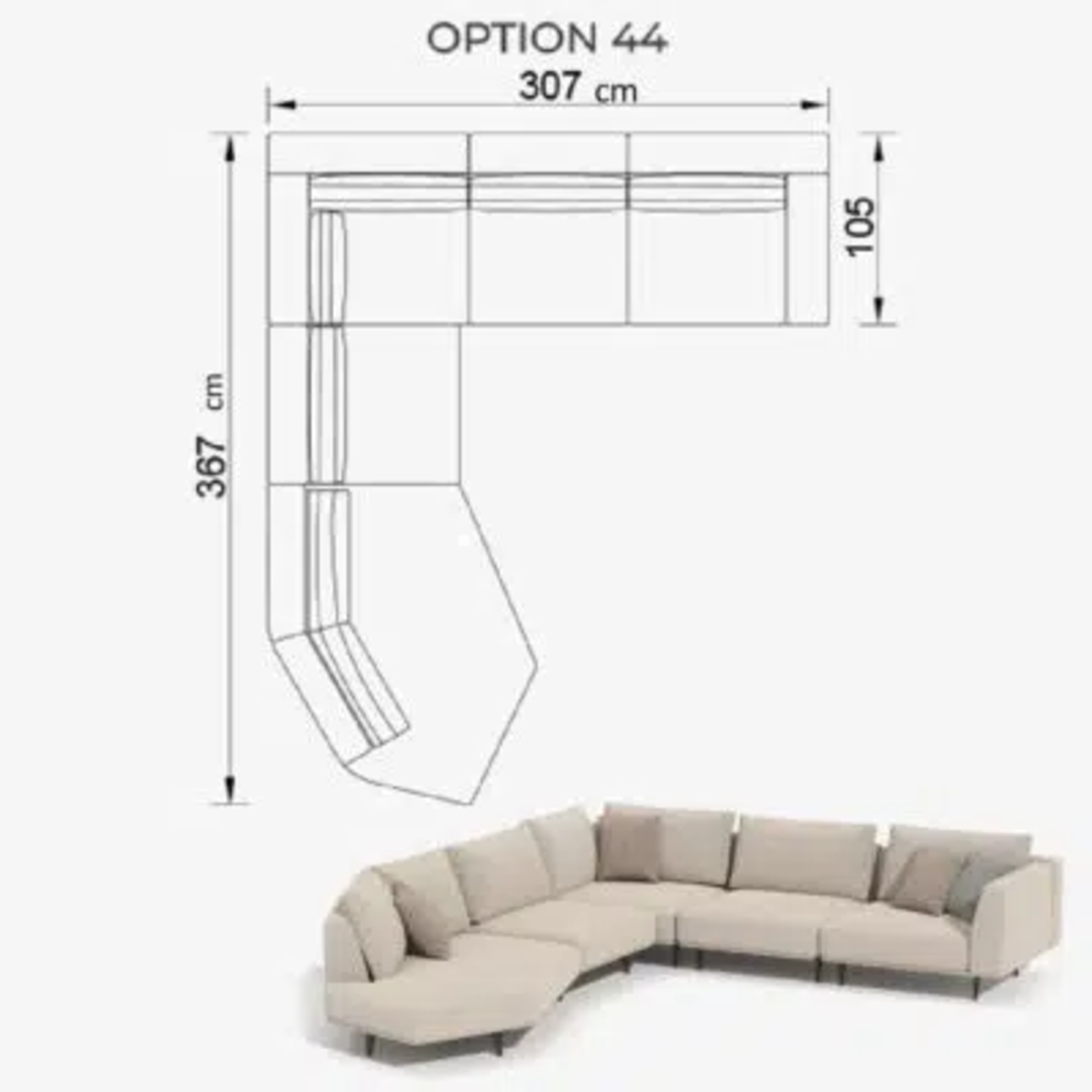 Sofa Love Off-White 307cm