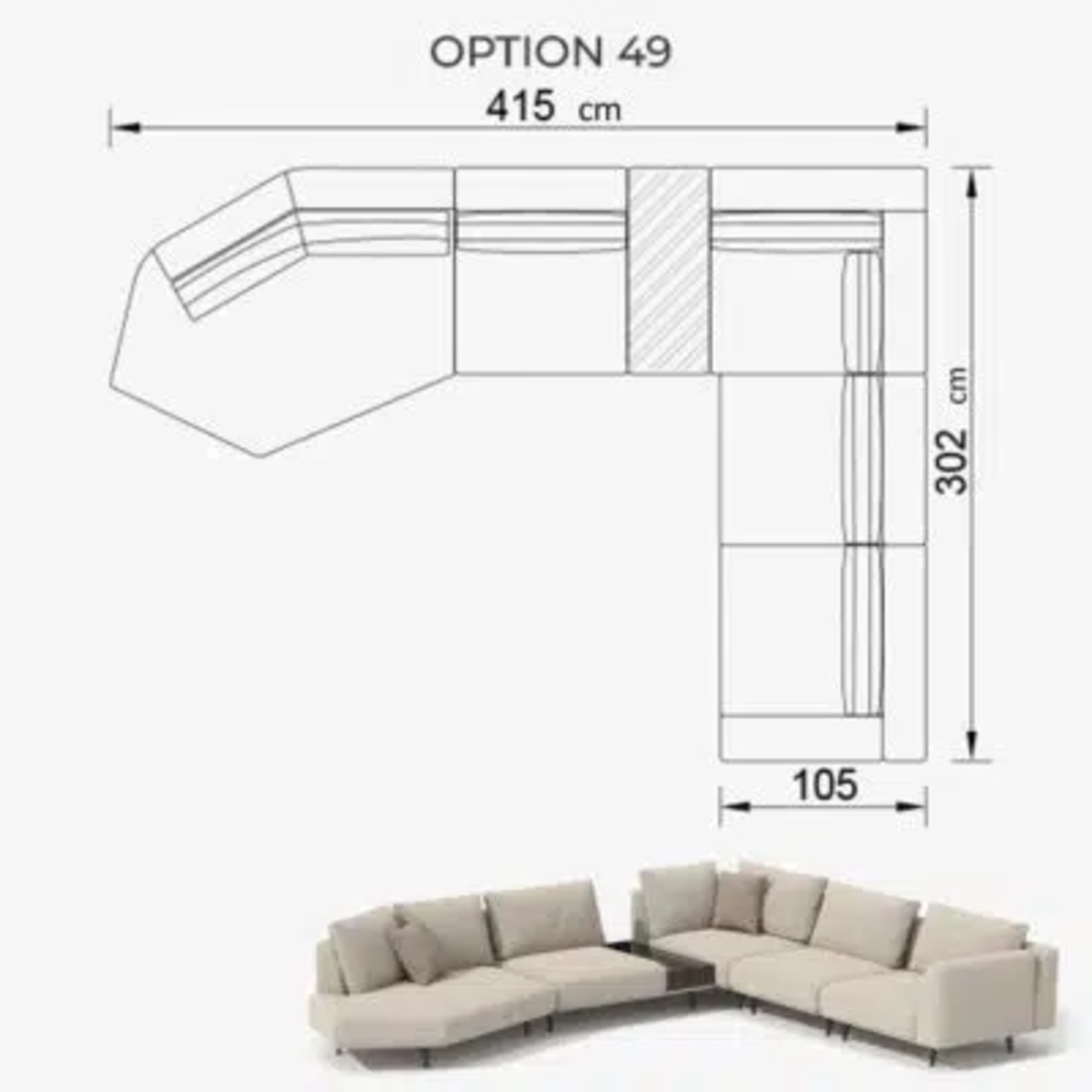 Sofa Love Off-White 415cm