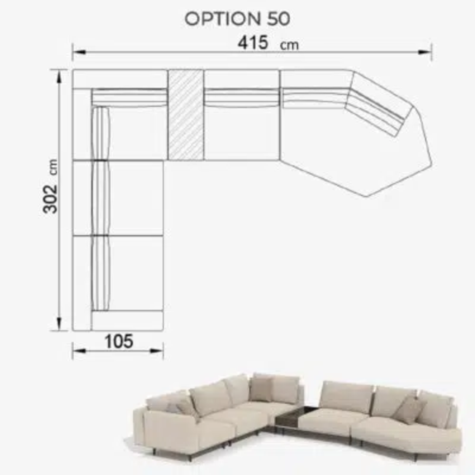 Sofa Love Off-White 415cm