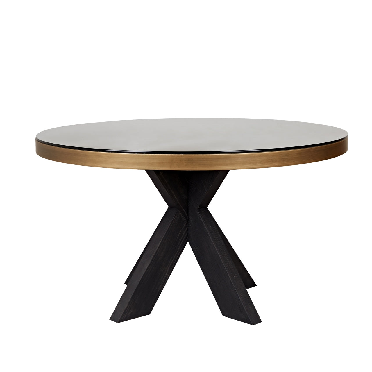 Dining table Bloomville brass shagreen incl. glass top 140Ø