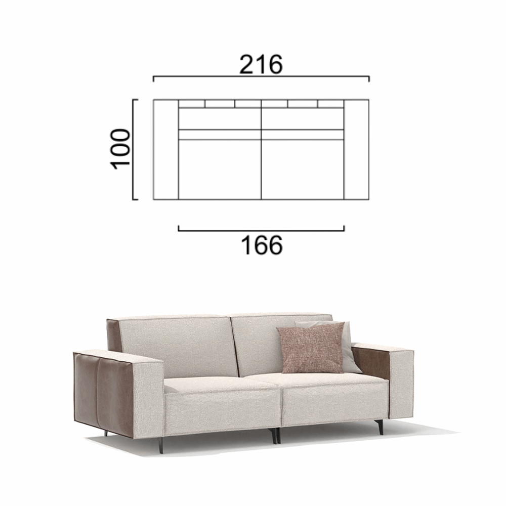 Sofa Cavalier - Light Beige 216x100cm