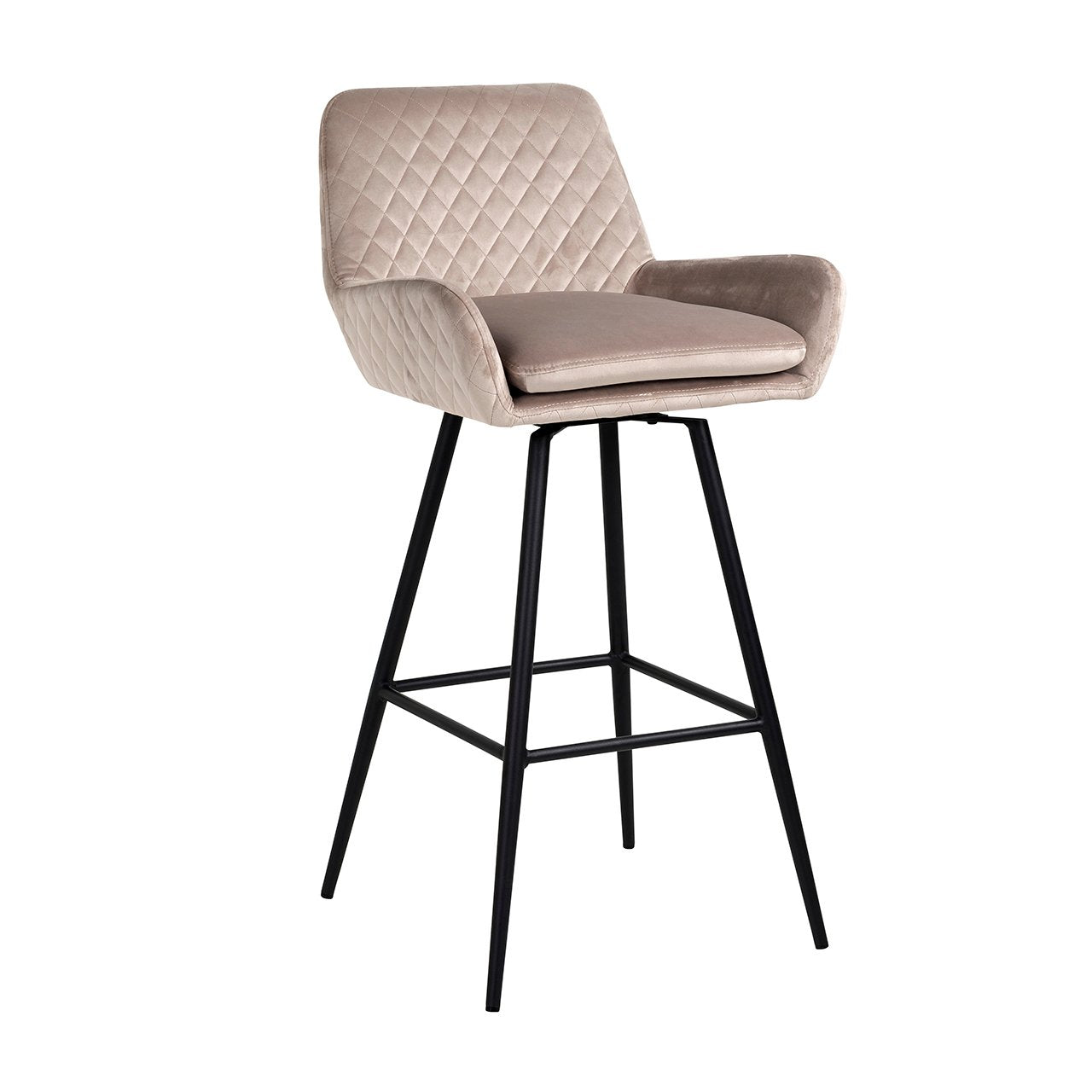Bar stool Linsey khaki velvet swivel (Set of 2)