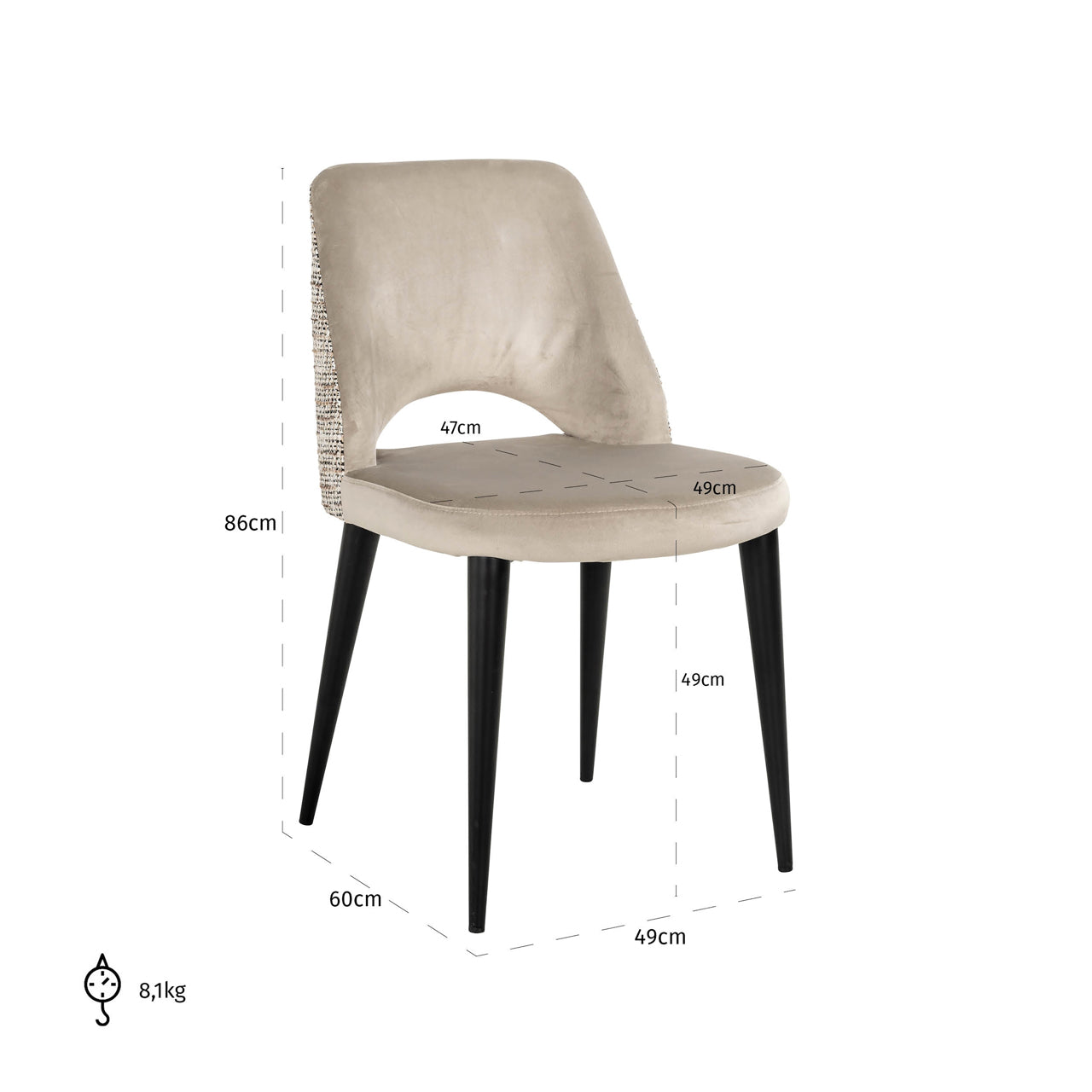 Dining chair Tabitha trendy nature fire retardant (Set of 2)