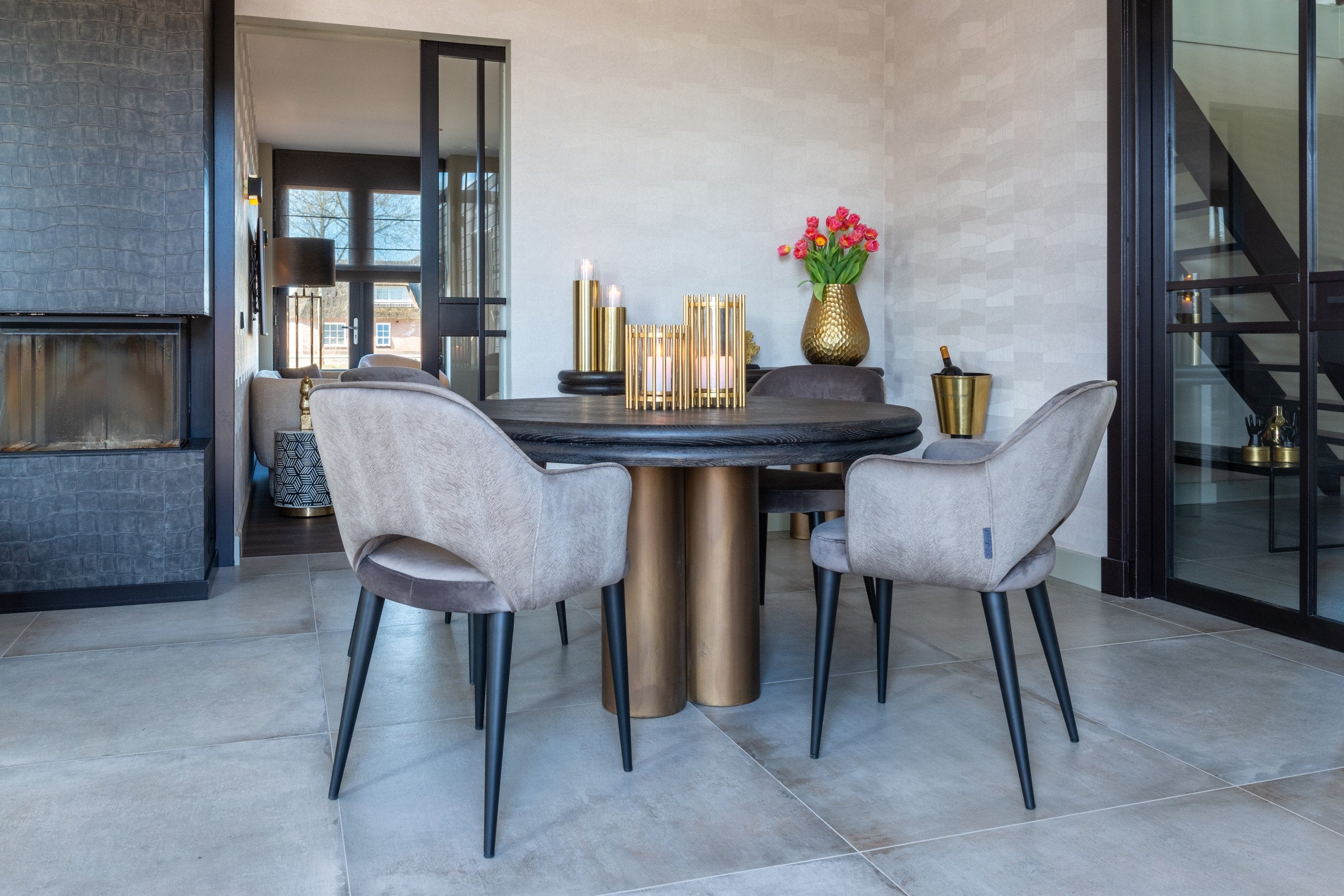 Dining table Macaron black rustic 130Ø