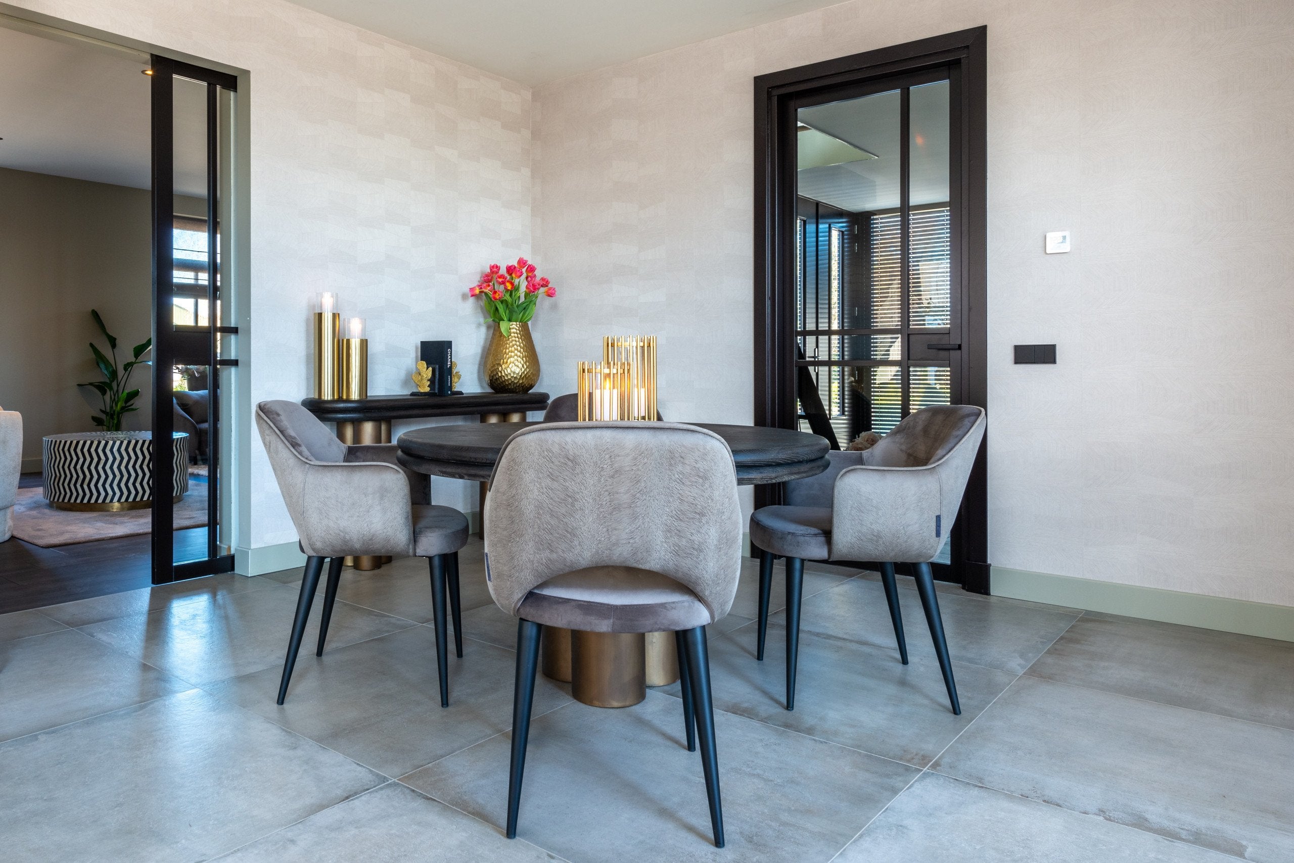 Dining table Macaron black rustic 130Ø