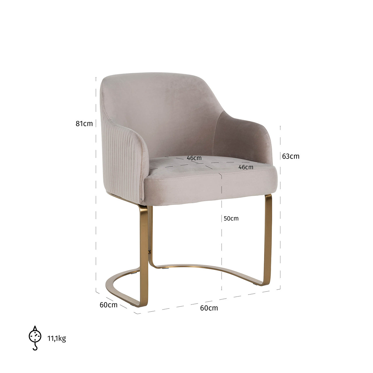 Dining chair Hadley khaki velvet fire retardant