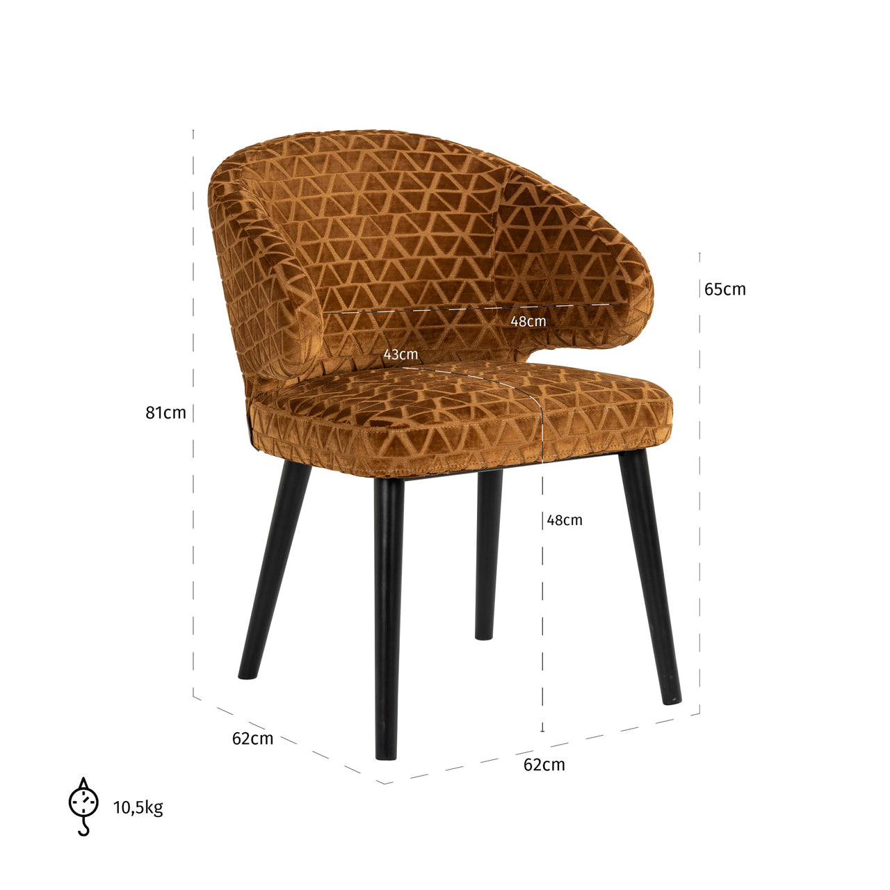 Dining chair Indigo old gold triangle