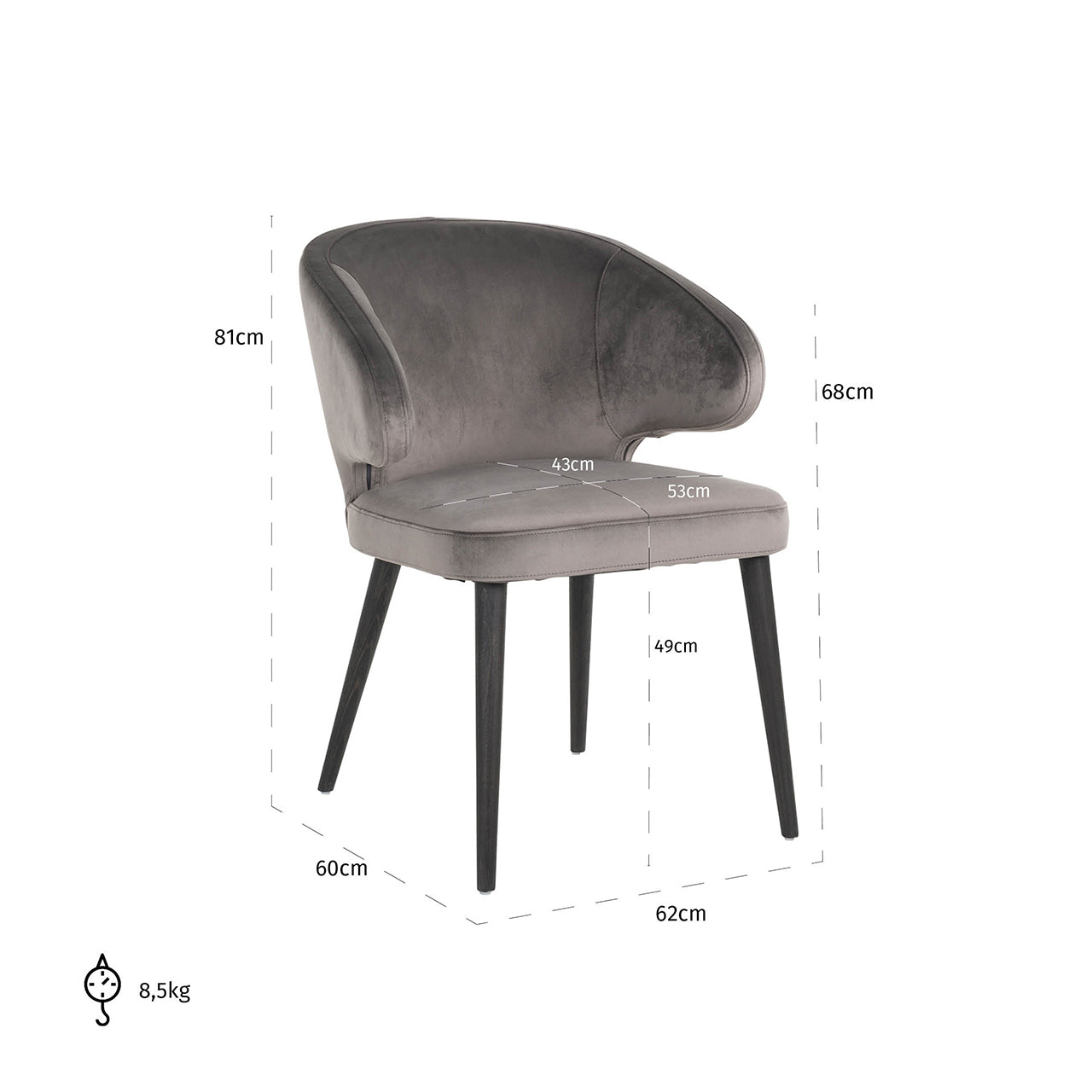 Dining chair Indigo stone velvet