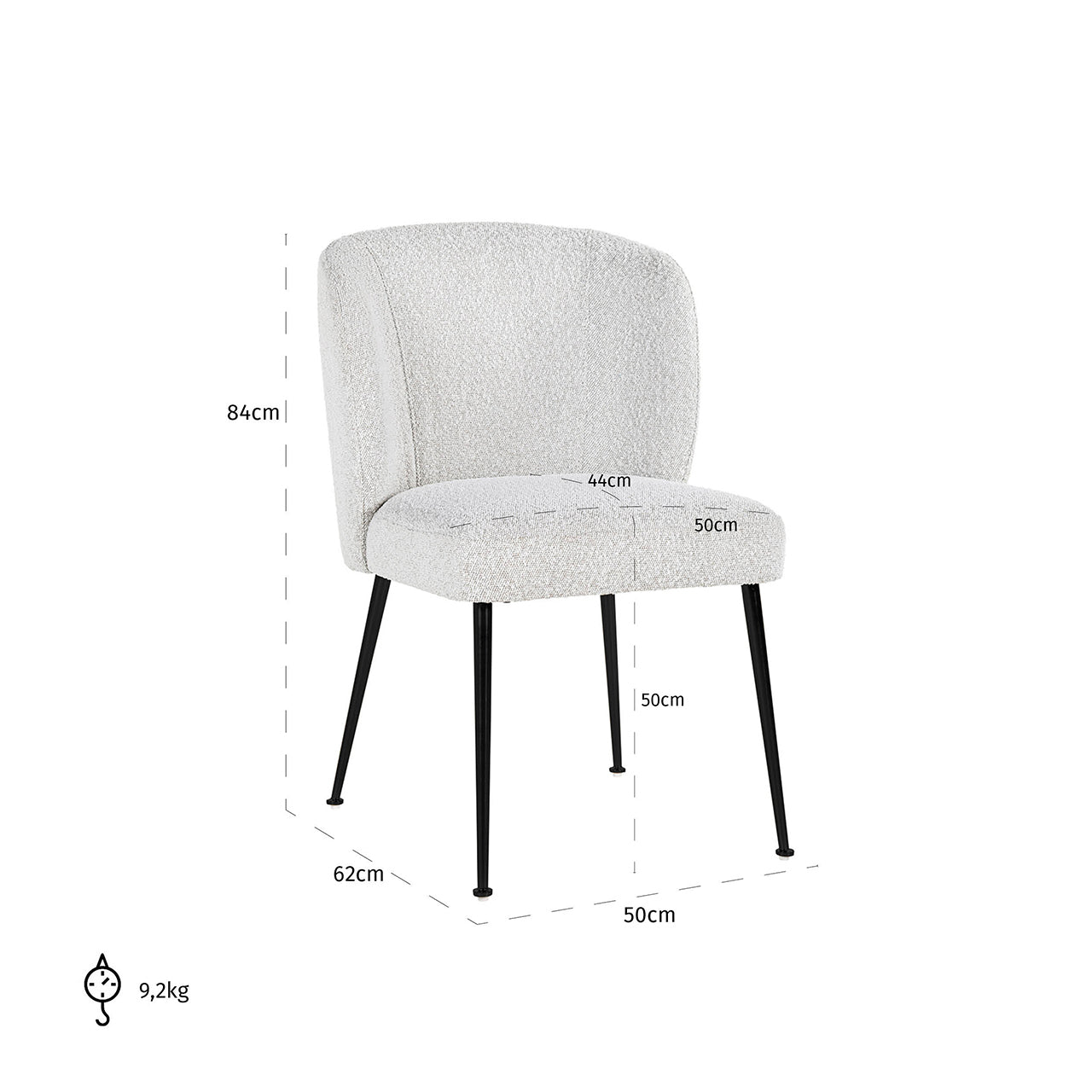Dining chair Fallon white bouclé