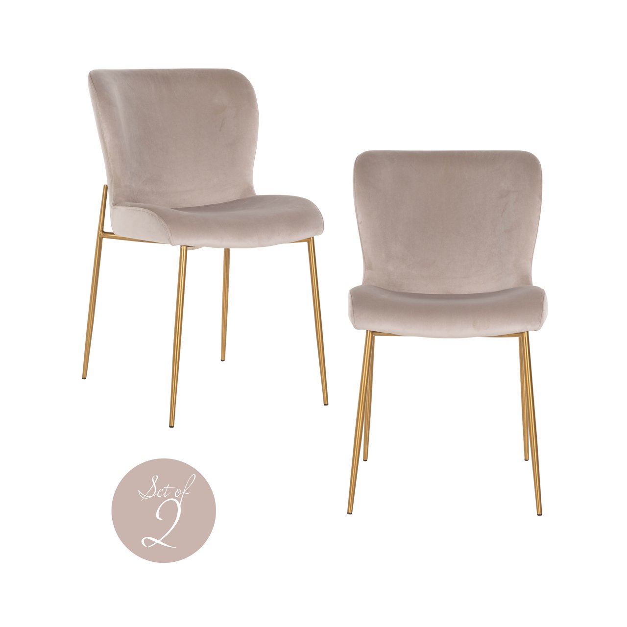 Dining chair Odessa khaki velvet fire retardant (Set of 2)