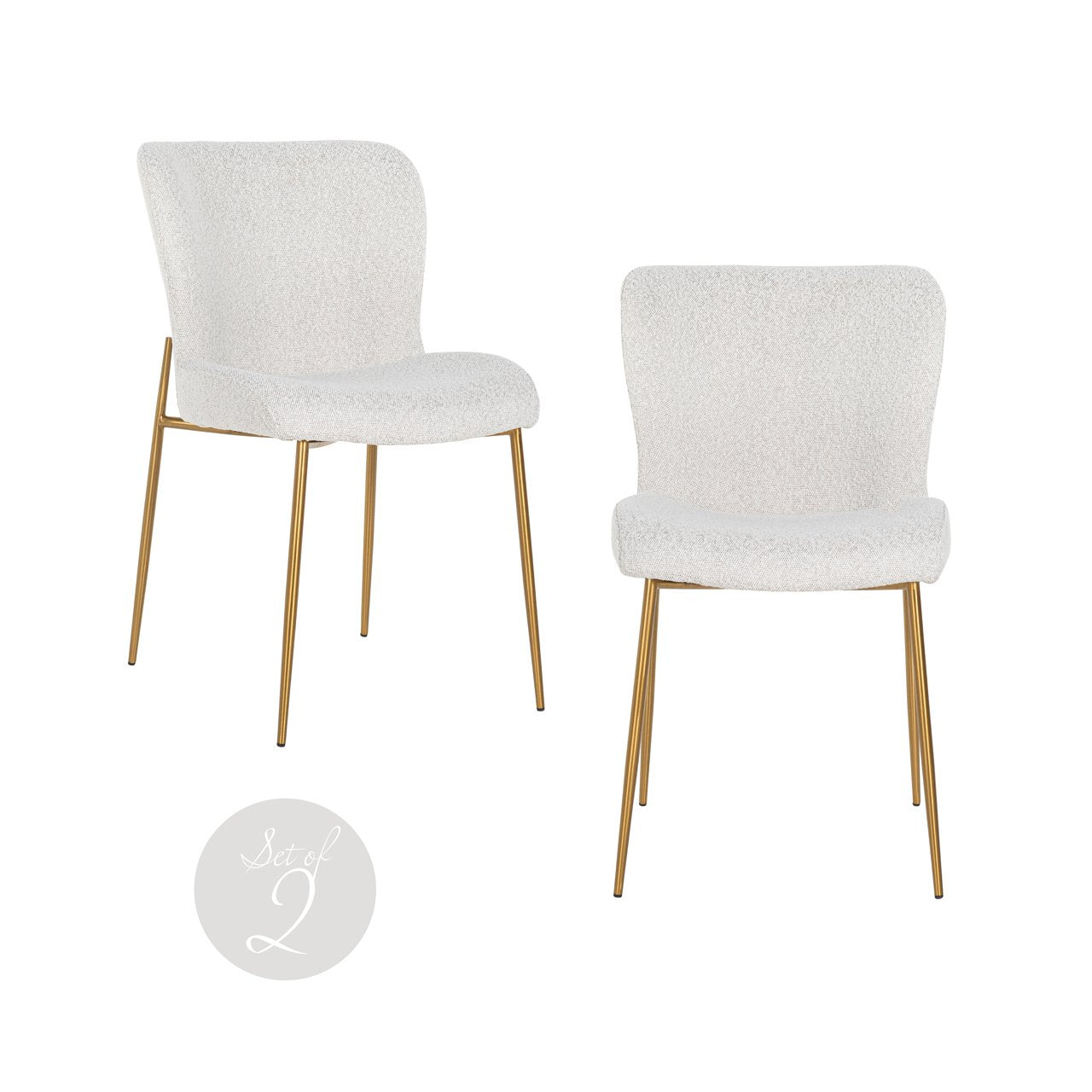 Dining chair Odessa white bouclé (Set of 2)