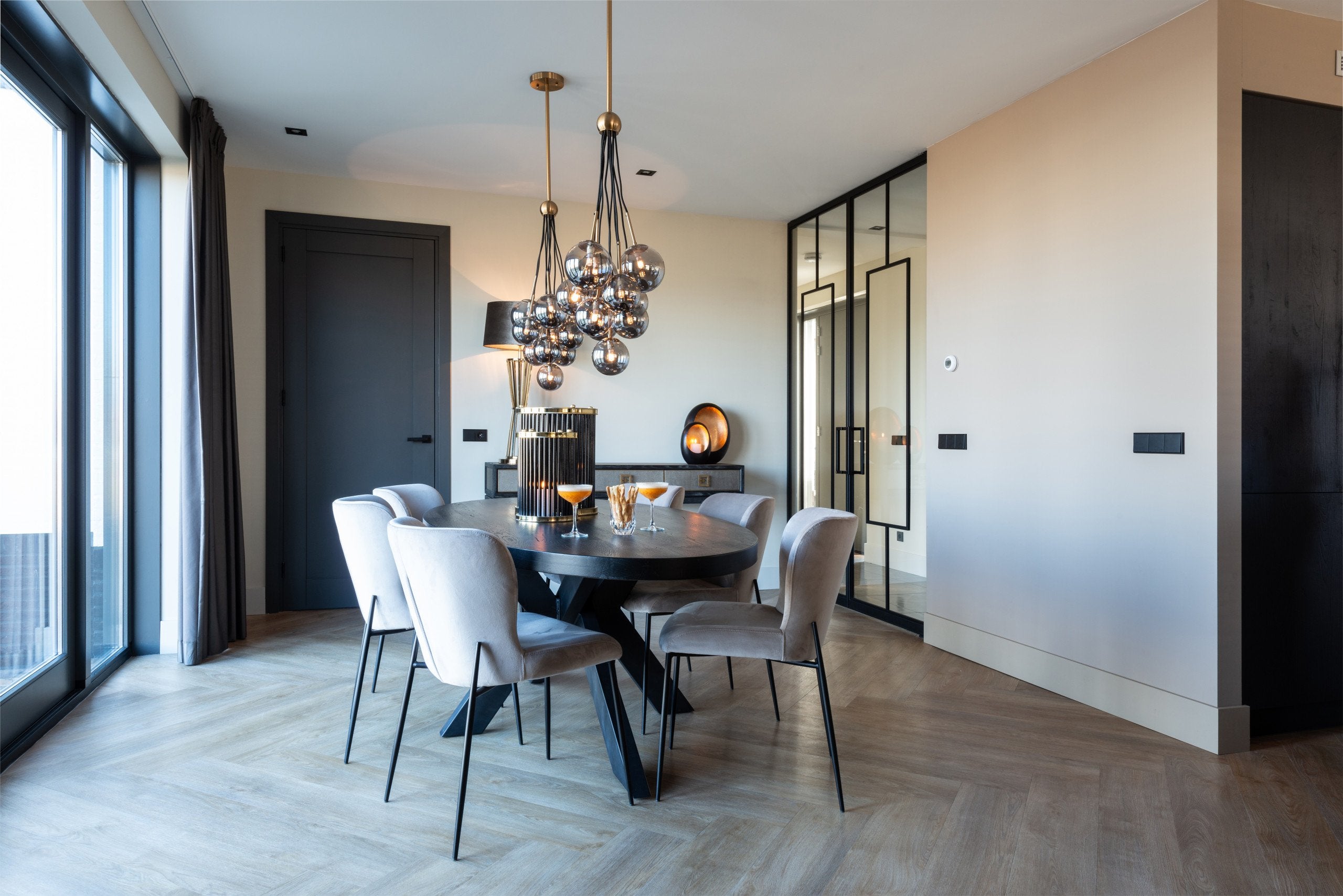 Dining chair Darby khaki velvet fire retardant (Set of 2)